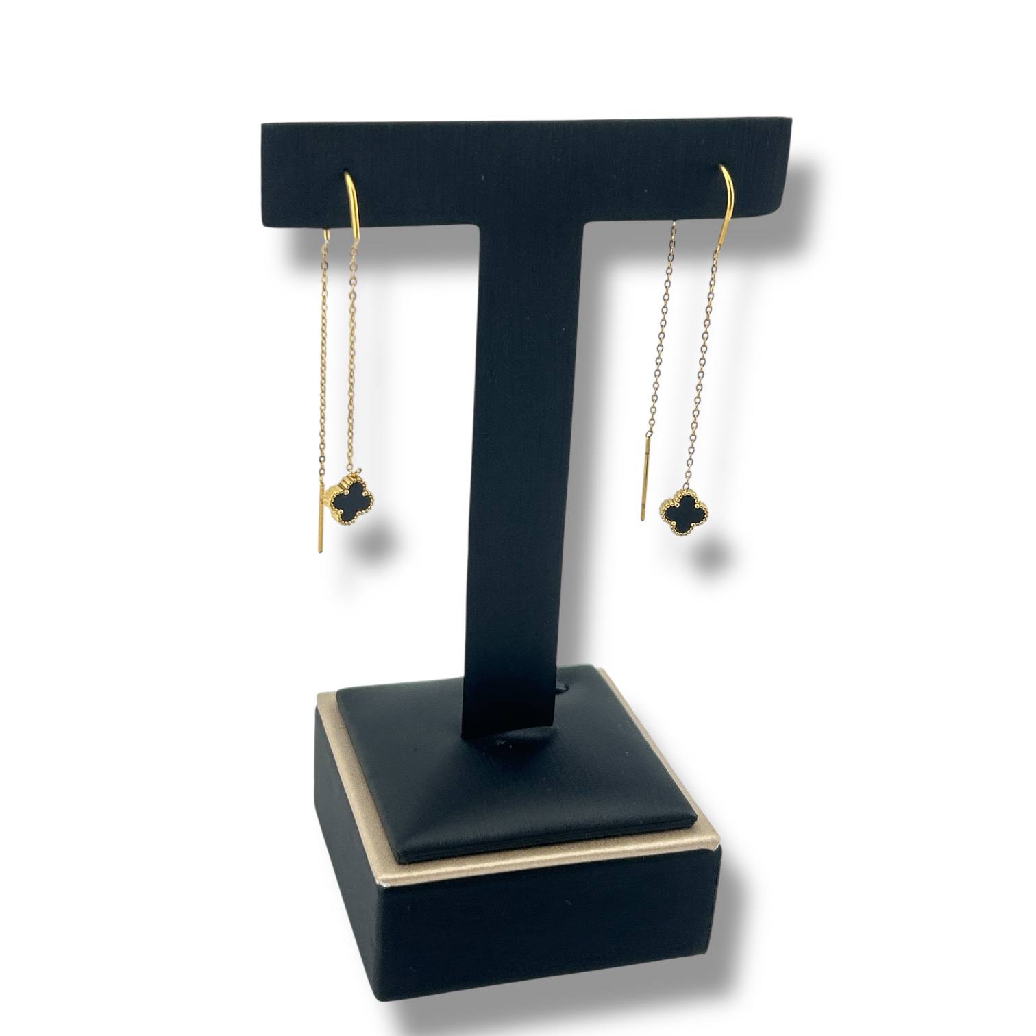 Black Clover small Threader Earrings – Elegant Dangle Design