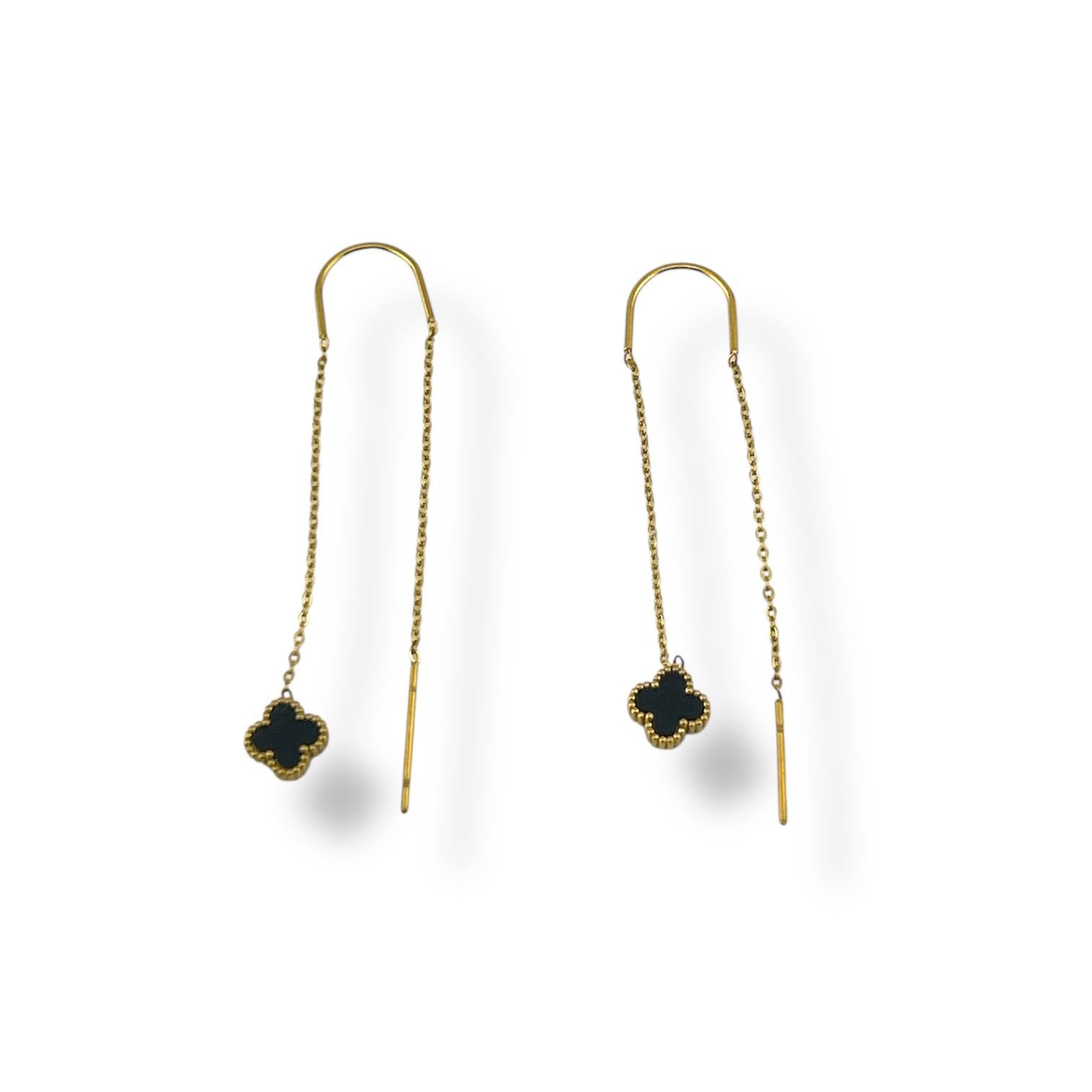 Black Clover small Threader Earrings – Elegant Dangle Design