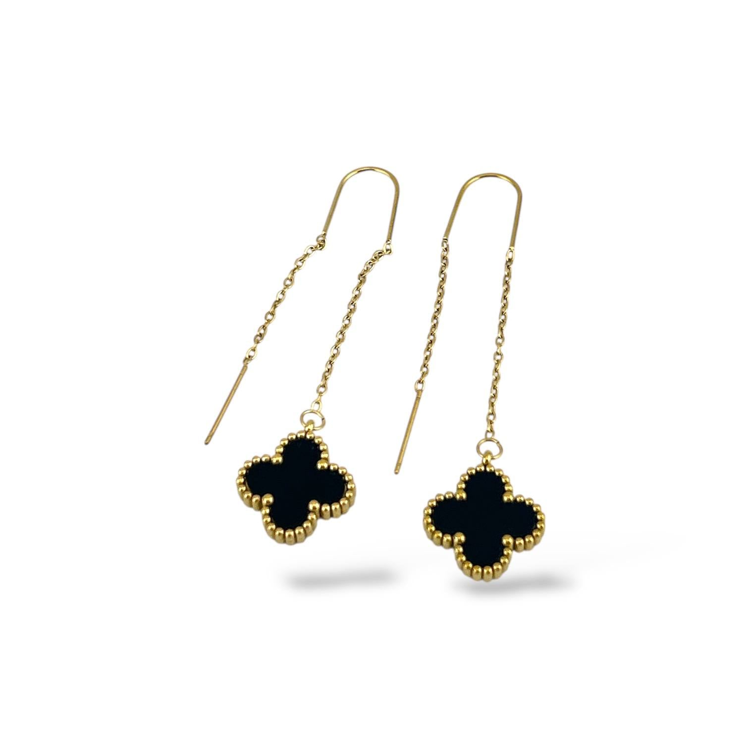 Clover Threader Earrings – Black, White & Green