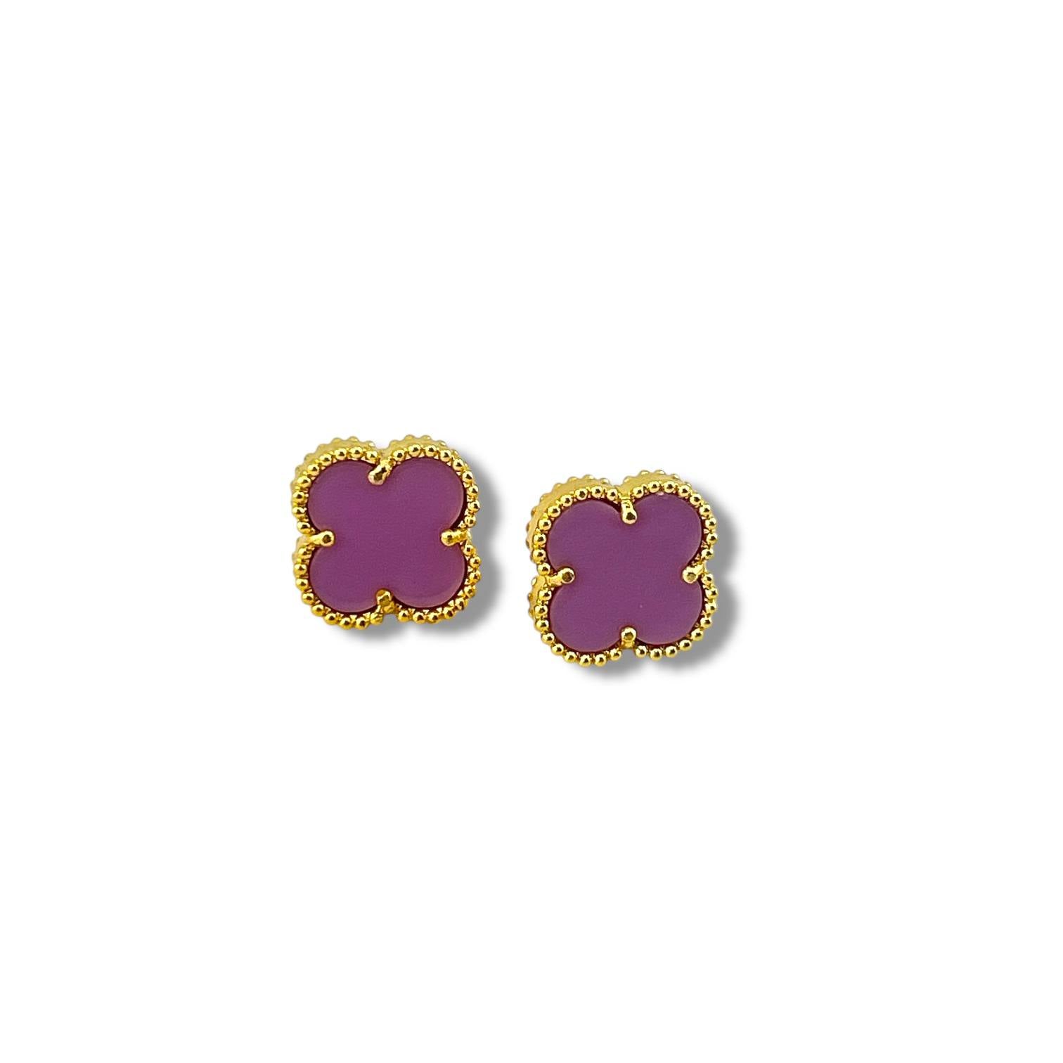 Clover Stud Earrings – Multi-Color Collection