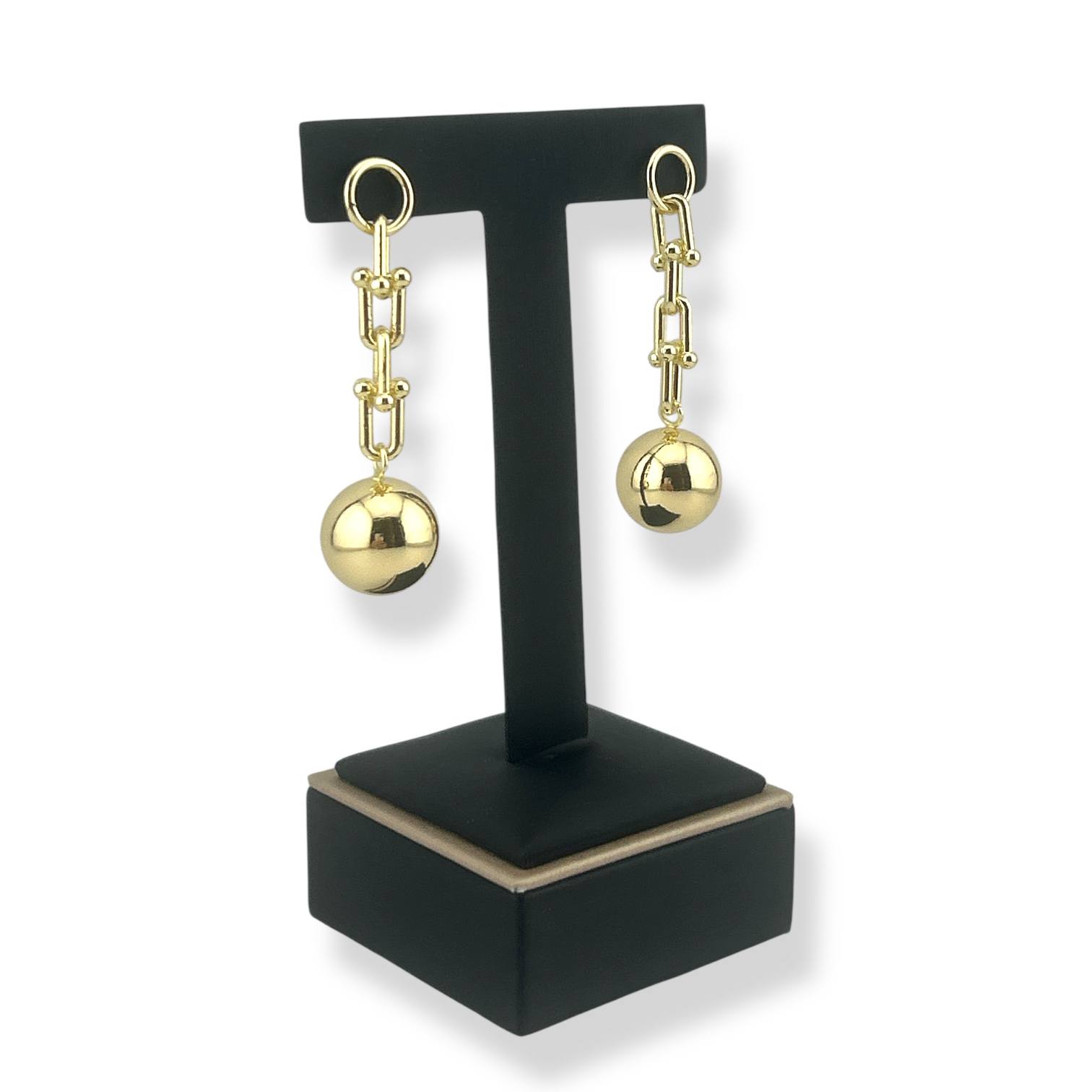 Golden Orbit ball Drop Earrings