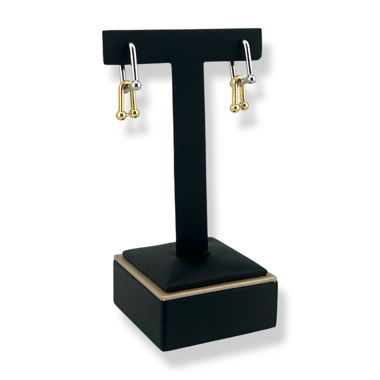 Dual-Tone tiffany Hoop Earrings – Silver & Gold Boldness ⚡