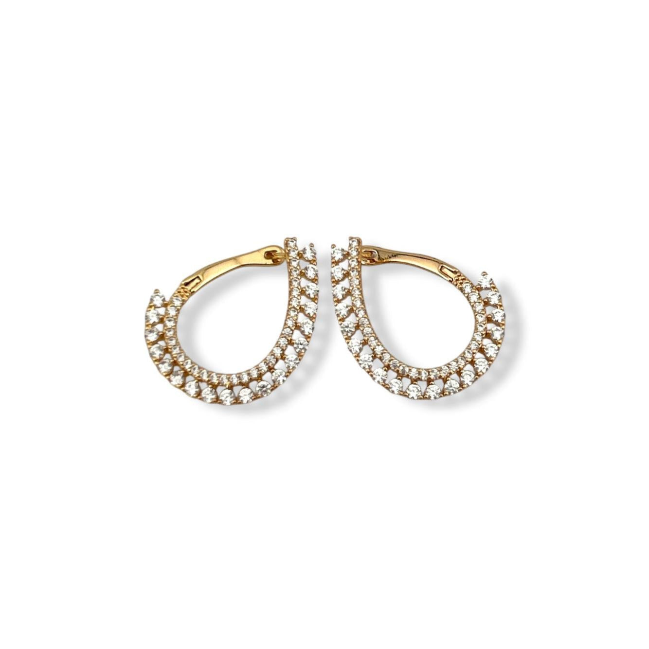 Golden Crystal Teardrop Hoop Earrings