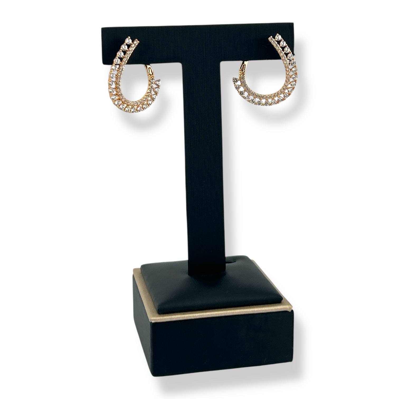 Golden Crystal Teardrop Hoop Earrings