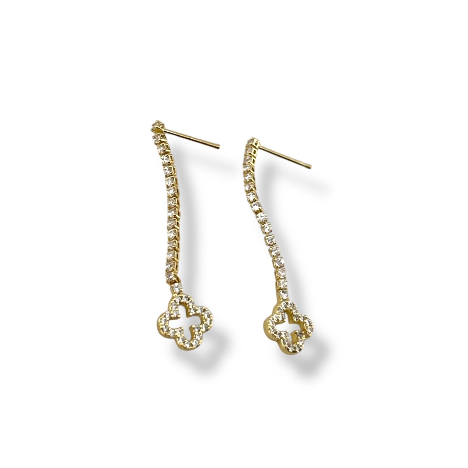 Golden Clover Drop Earrings