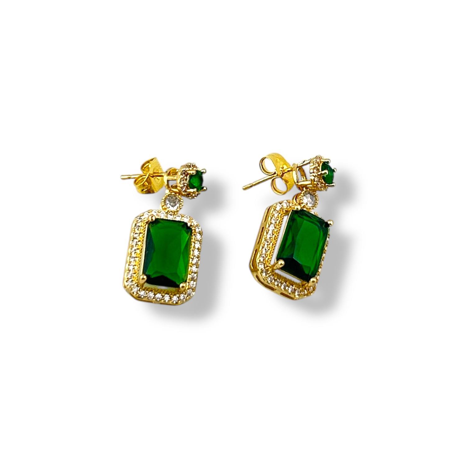 Emerald Luxe Drop Earrings – Radiant Green Sparkle