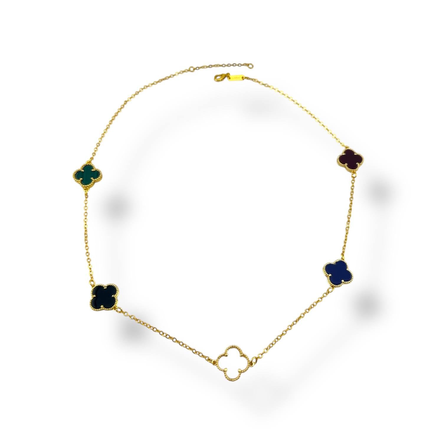 Clover Charm Necklace – Multicolor Elegance