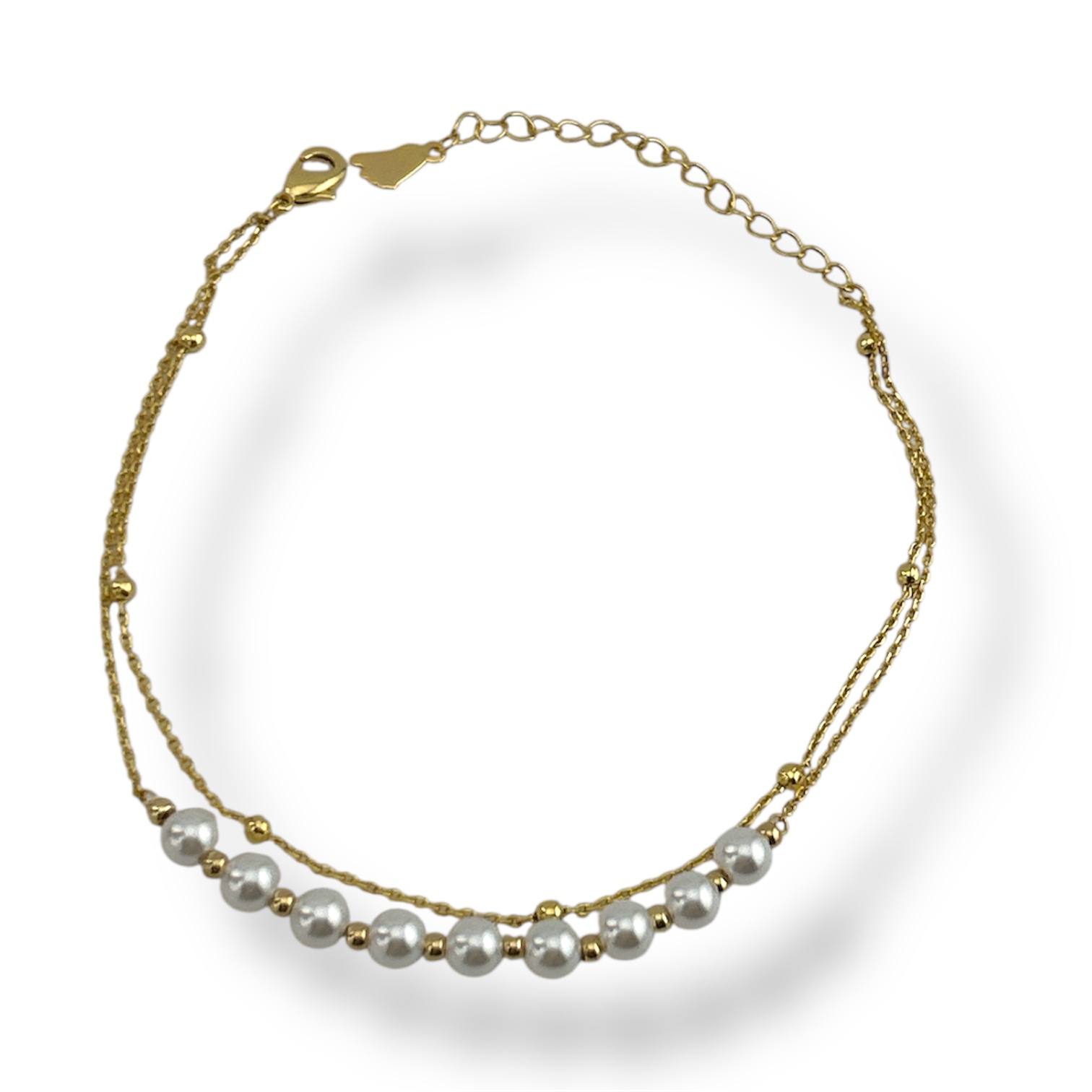 Golden Pearl Anklet – Classic Elegance