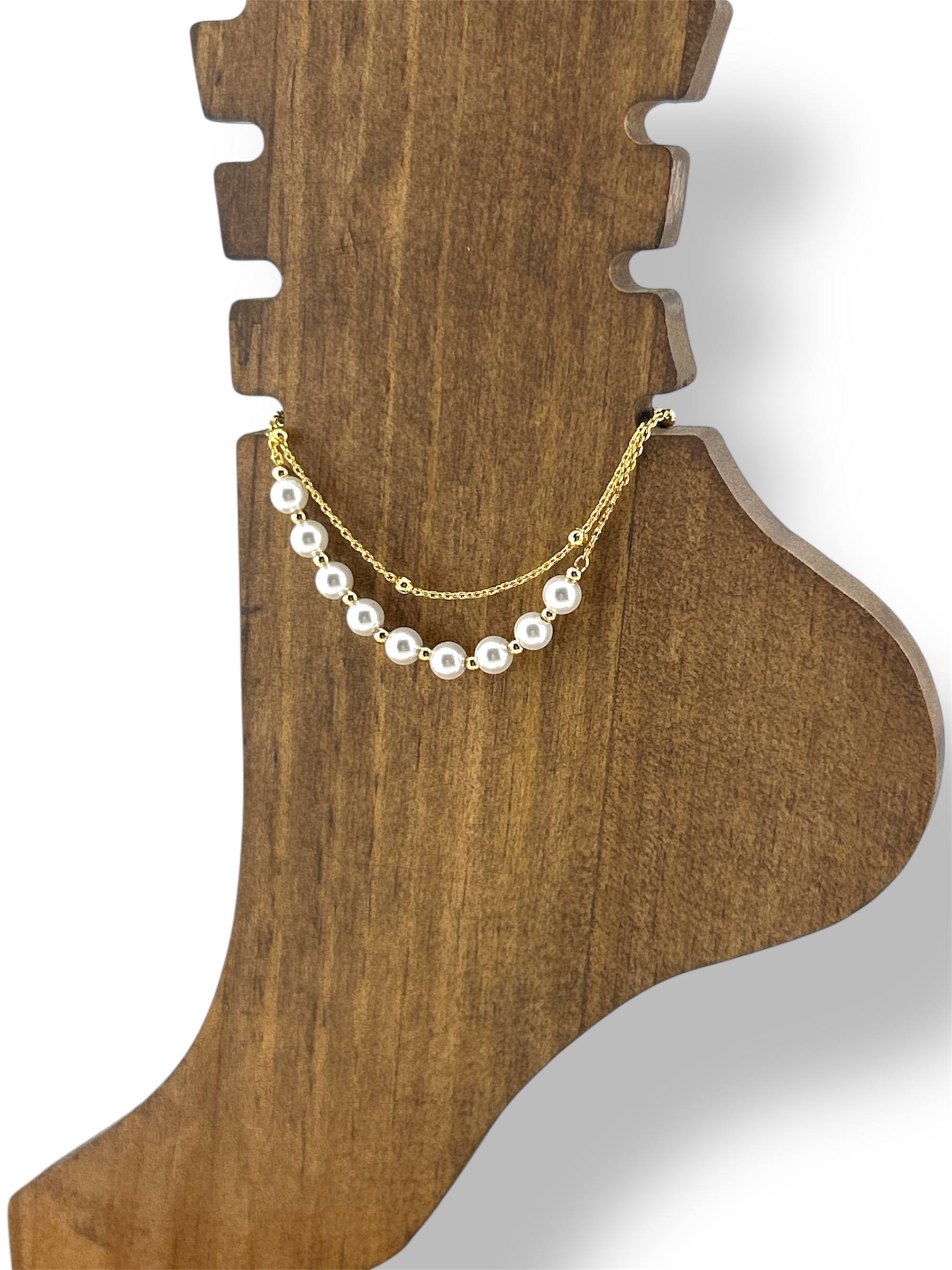 Golden Pearl Anklet – Classic Elegance