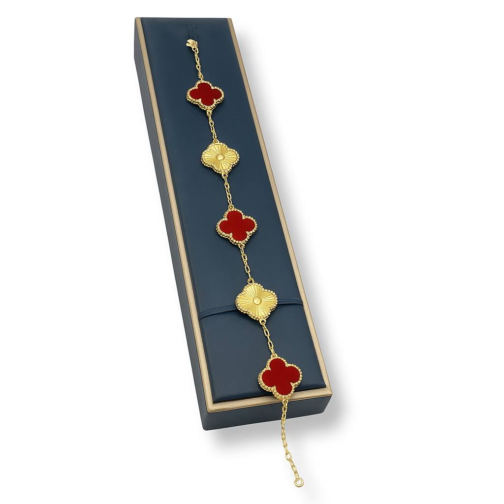 Clover van cleef  Elegance Bracelet – 18K Gold-Plated & Colorful Charm Variants