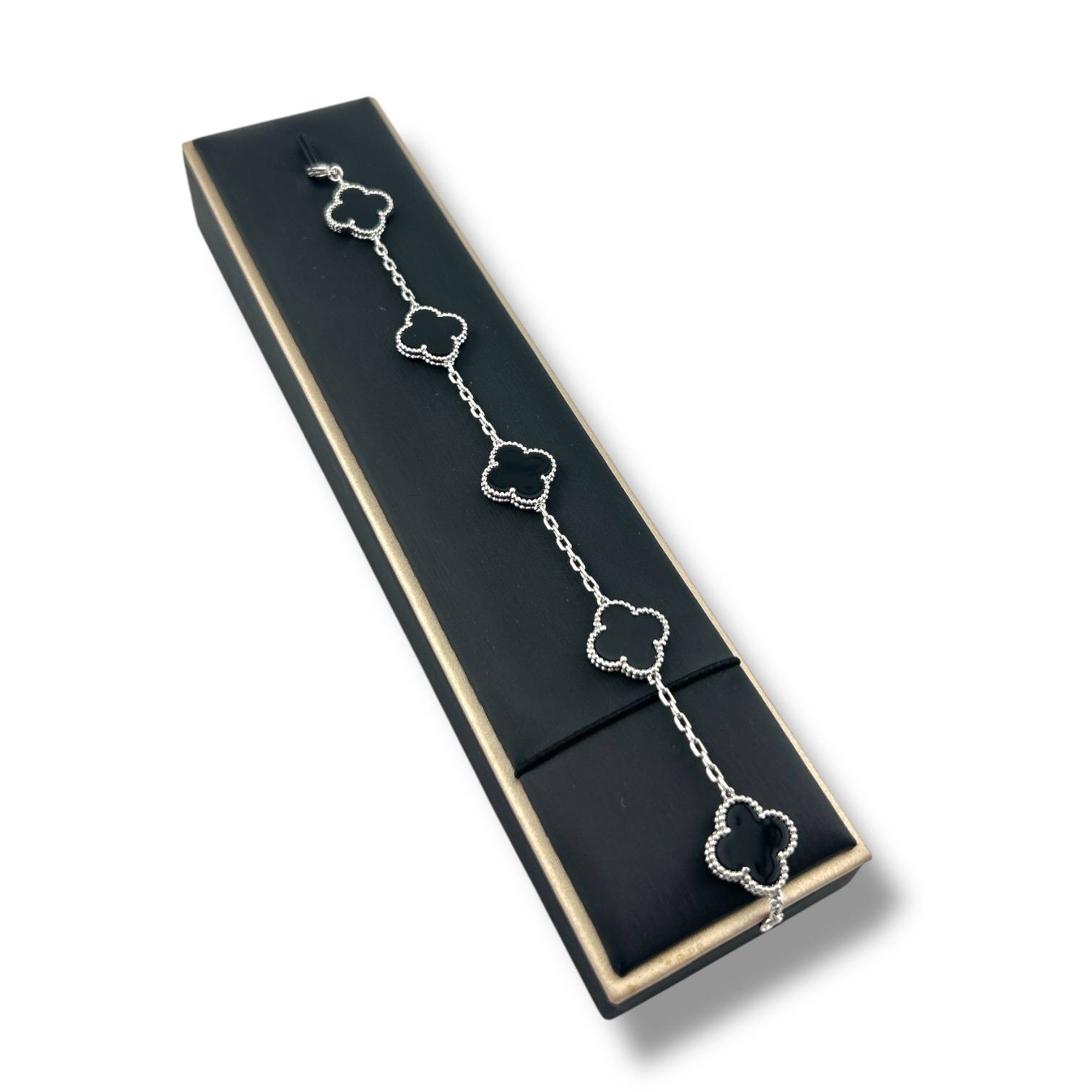 Seda Silver VanCleef Clover Elegance Bracelet – Pink, White & Black Variants