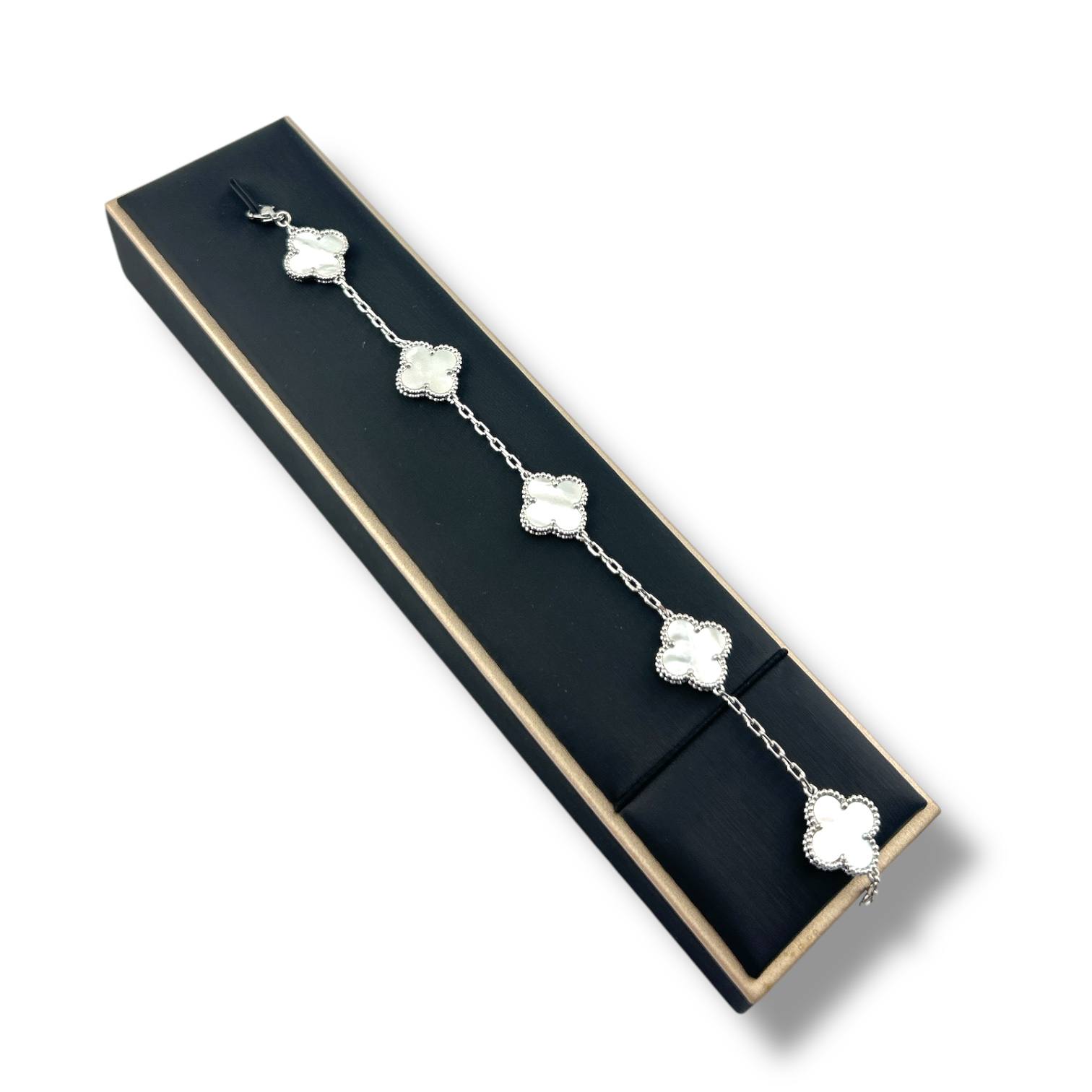 Seda Silver VanCleef Clover Elegance Bracelet – Pink, White & Black Variants