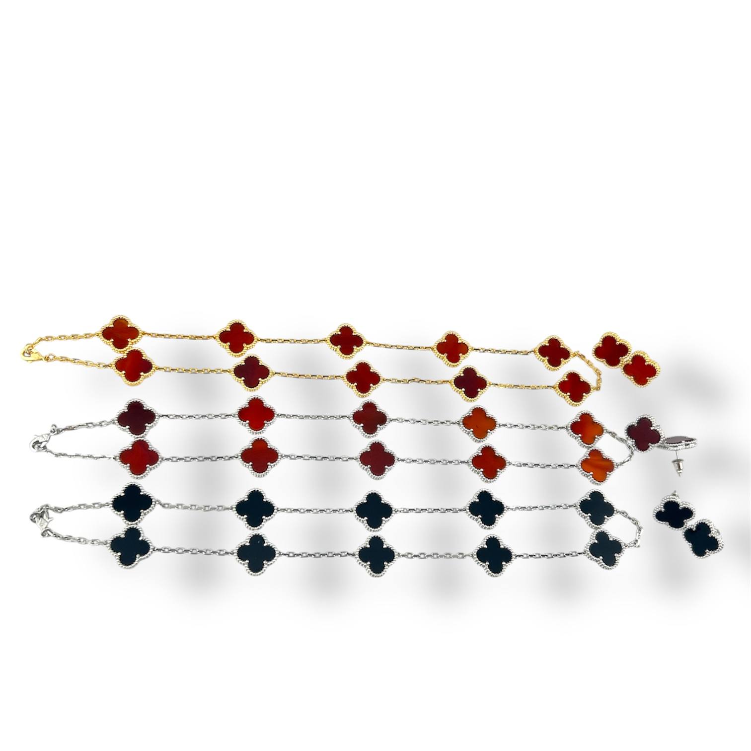 Van Cleef Clover Charm Necklace  & Earrings – Gold & Silver Elegance 🍀