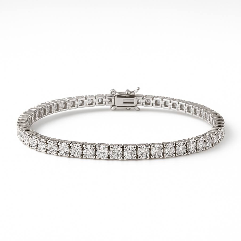 stainless steel Cubic Zirconia Silver color Tennis Bracelet ( 3mm )