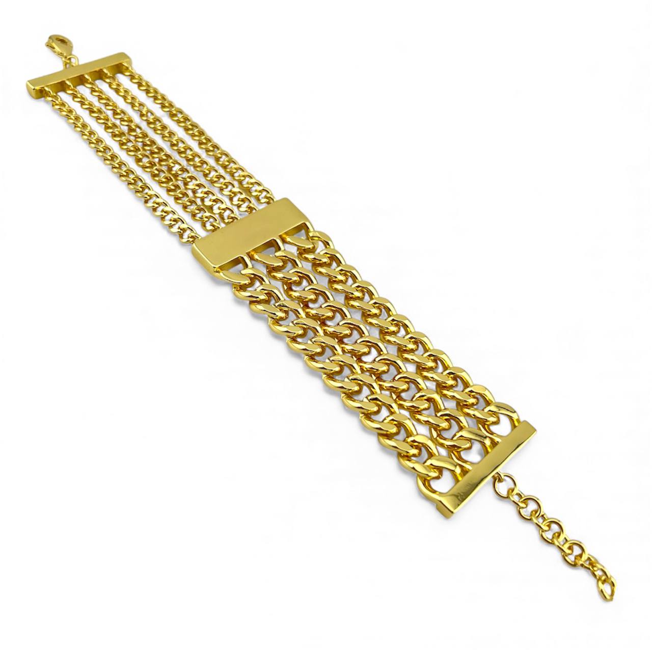 Multi-Layered Curb Chain Bracelet – 18K Gold-Plated