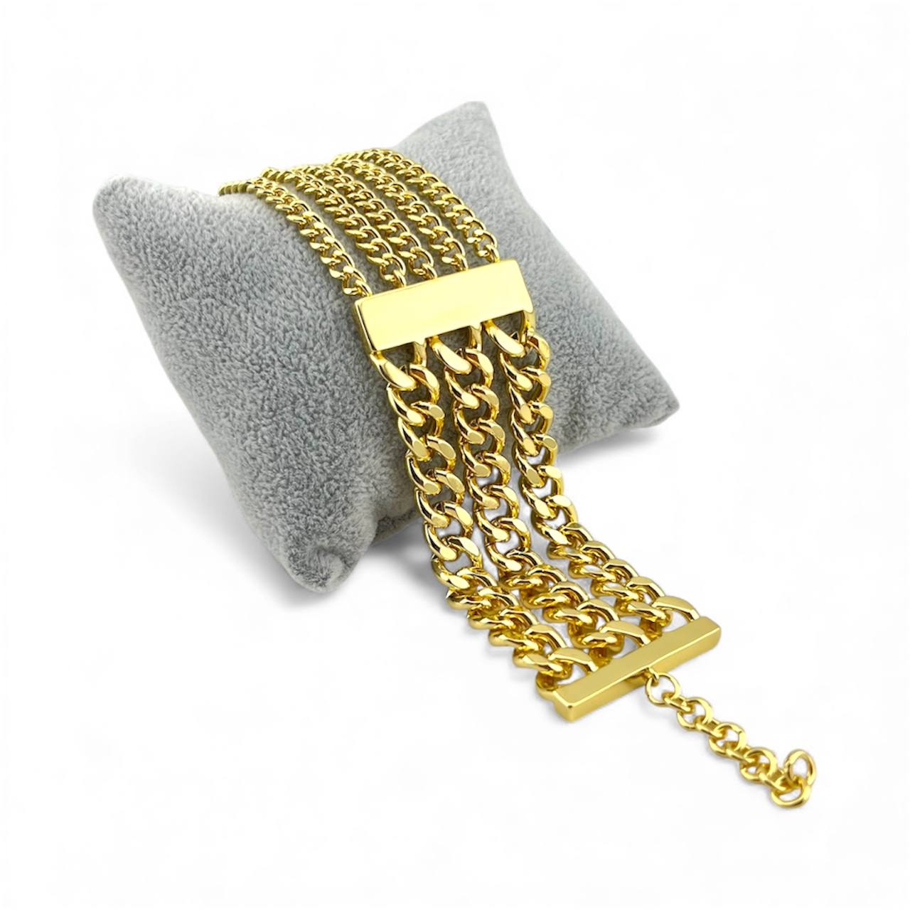 Multi-Layered Curb Chain Bracelet – 18K Gold-Plated