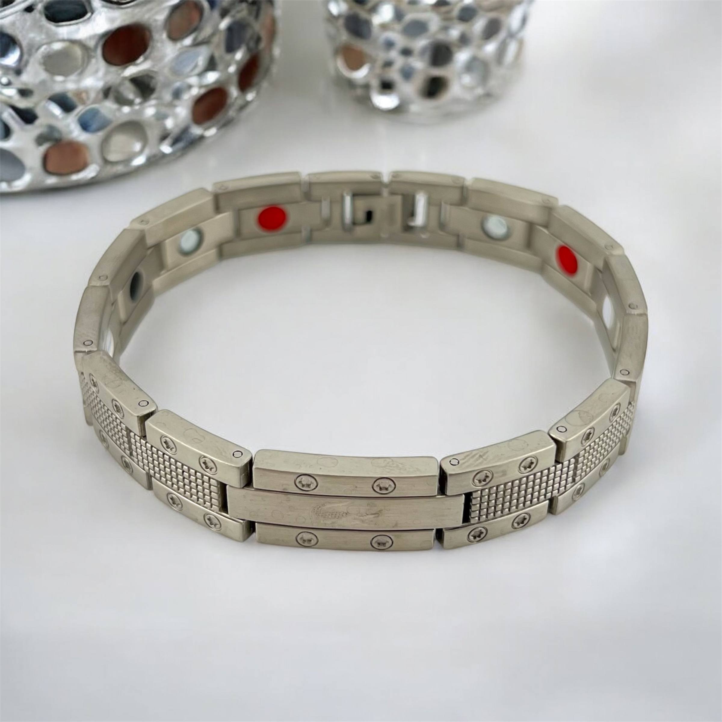 Lacoste Titanium Energy Link Bracelet – Silver, Gold & Black