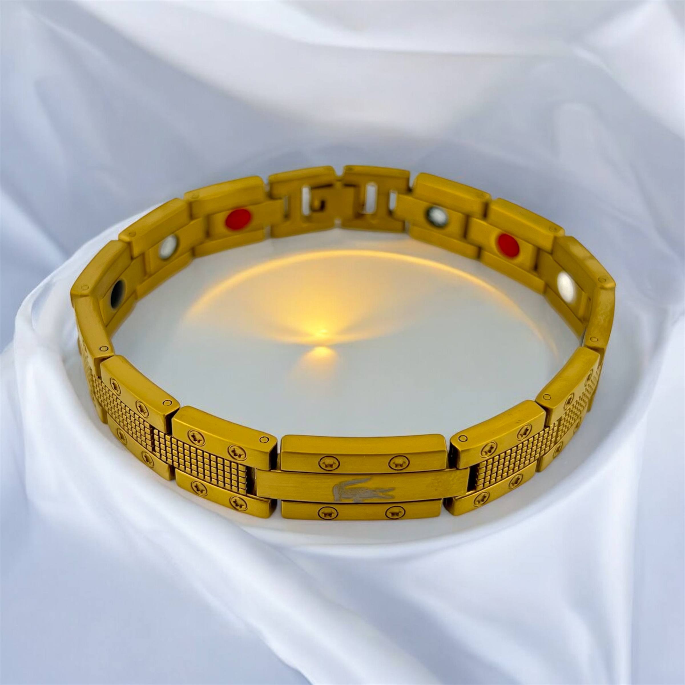 Lacoste Titanium Energy Link Bracelet – Silver, Gold & Black