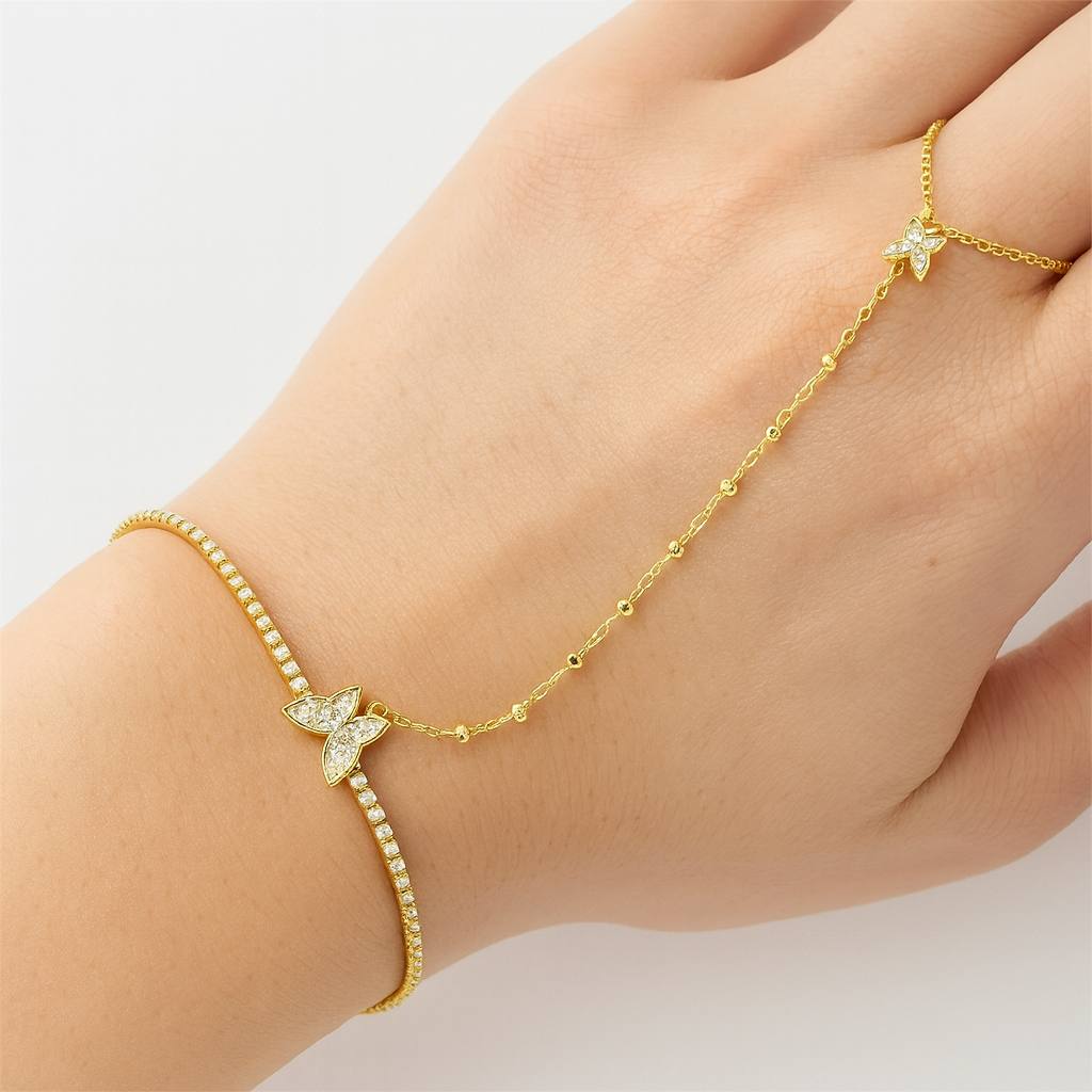 Butterfly Charm Hand Chain Bracelet