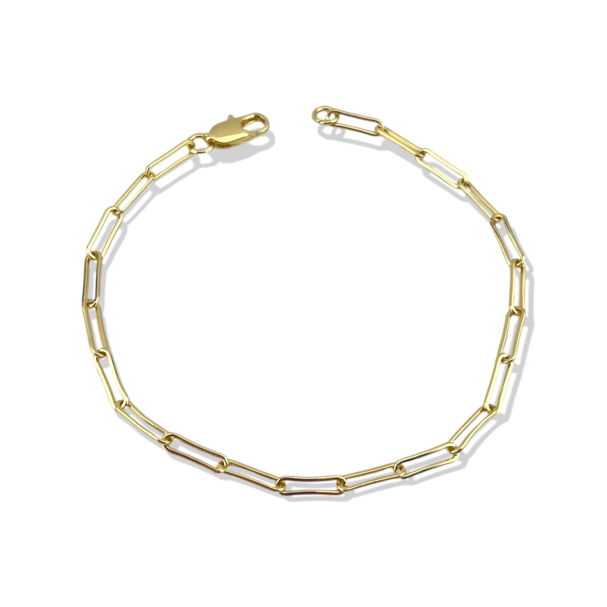 Thin paper clip blank Bracelet – 18K Gold