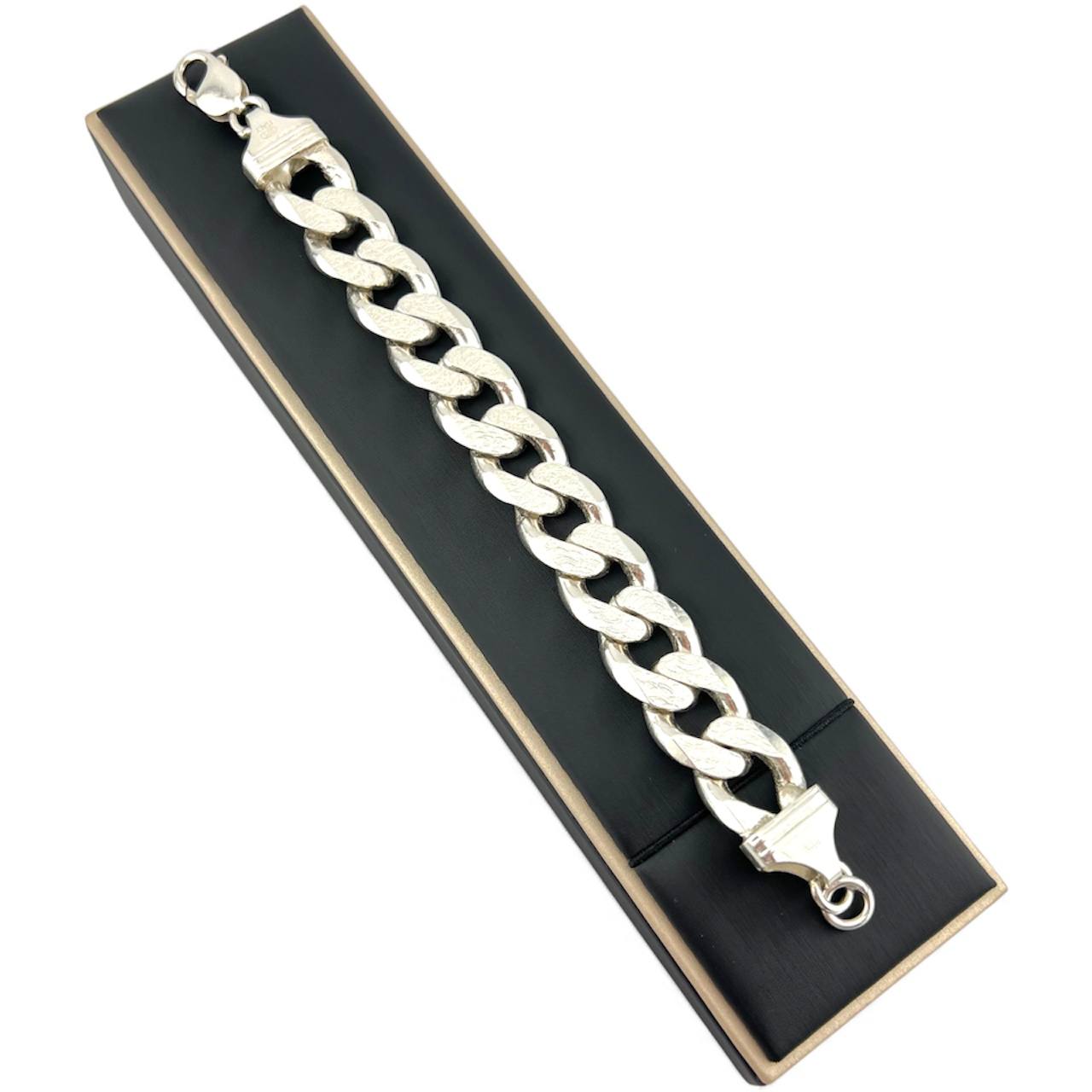Silver 925 thick cuban chain bracelet