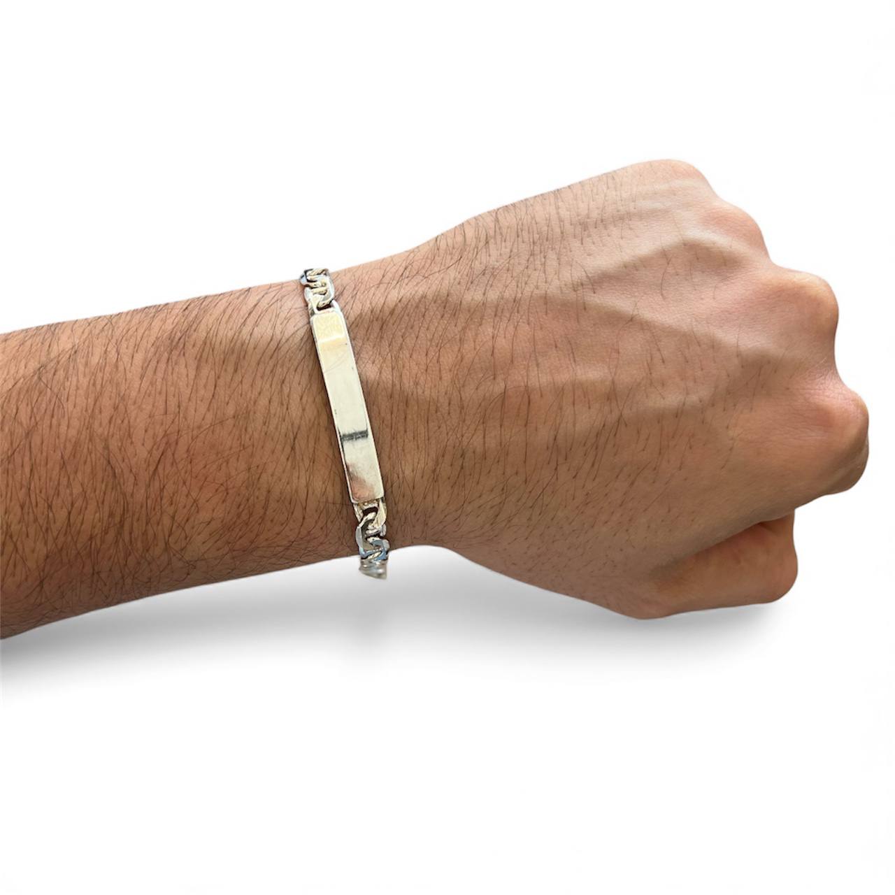 Silver 925 strip mirror bold Identity Bracelet