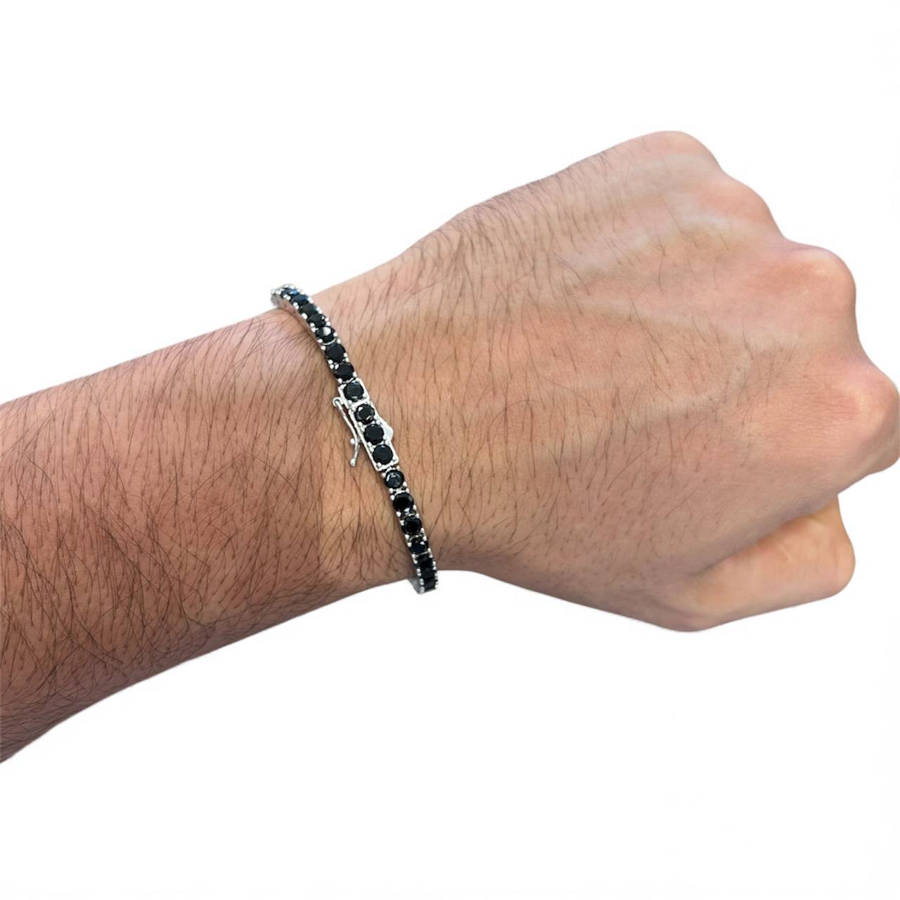 Silver 925 (silver&black) diamondlite Tennis Bracelet – Black Crystal Elegance