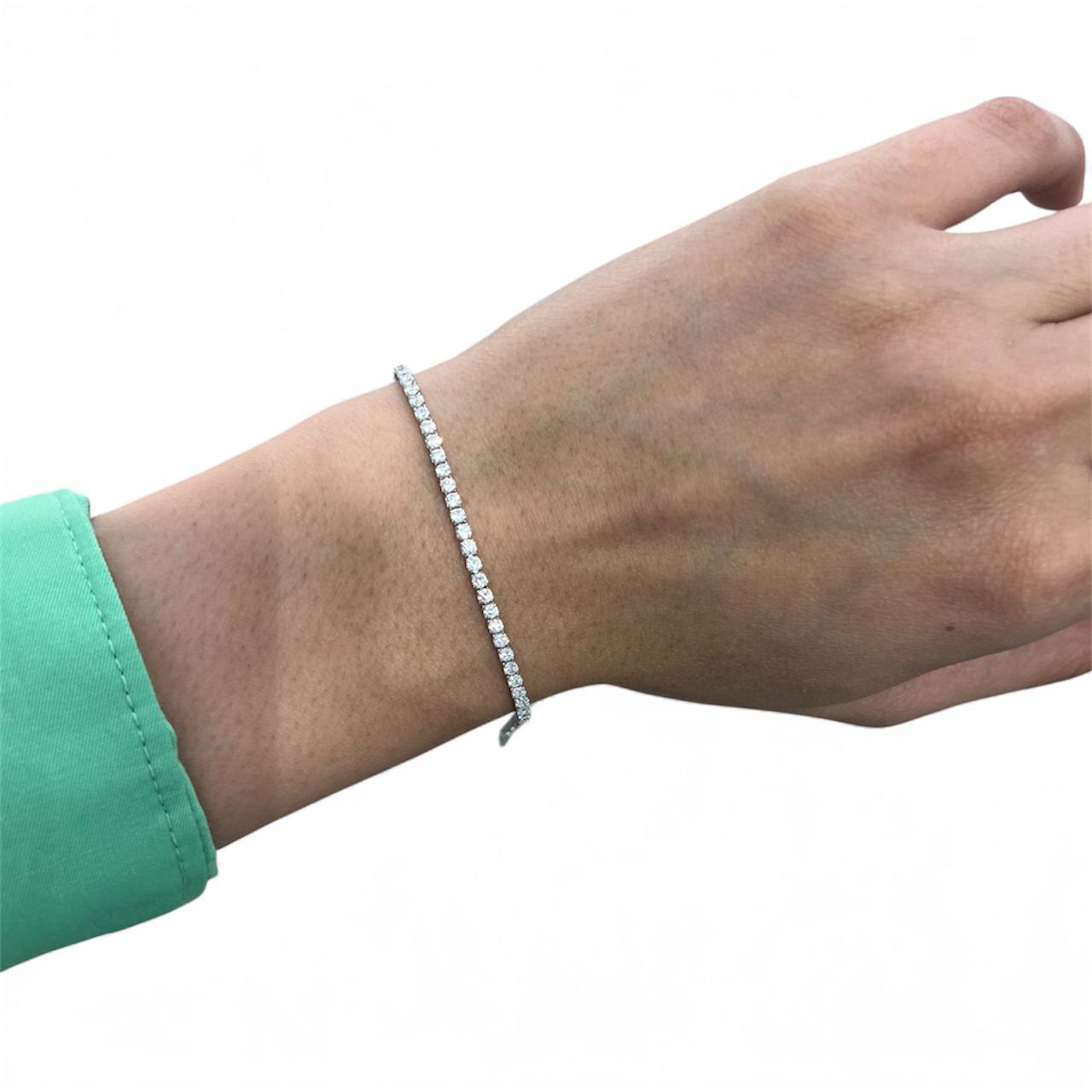 Thin Silver 925 Tennis Bracelet – Classic Crystal Elegance