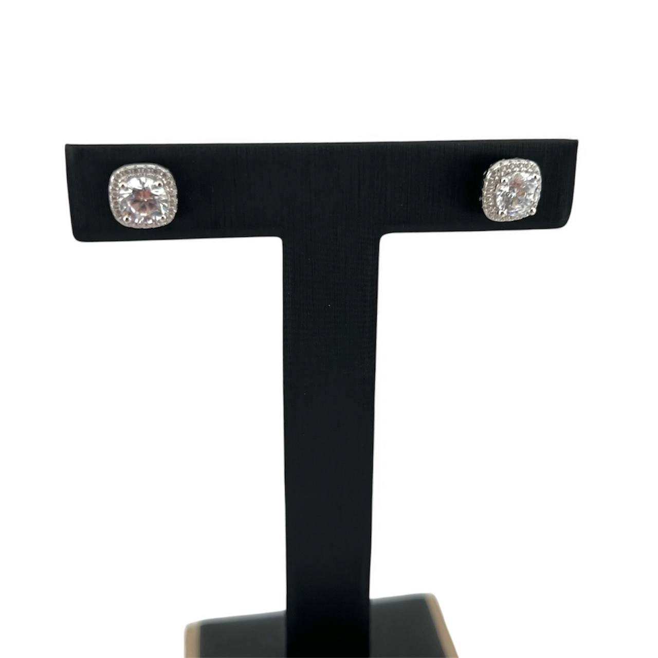 Silver 925 Classic Halo Earrings – Silver Crystal Brilliance