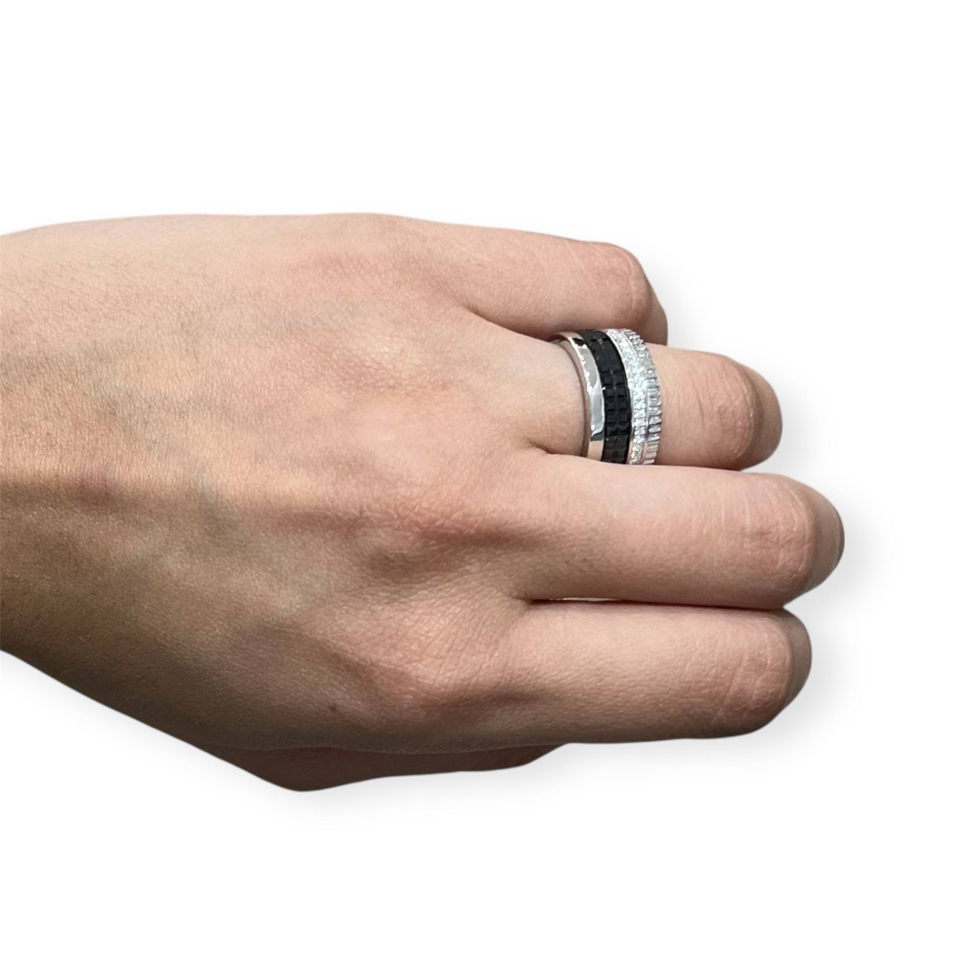 Silver 925 Bocherone Ring – Silver & Black Luxe Band