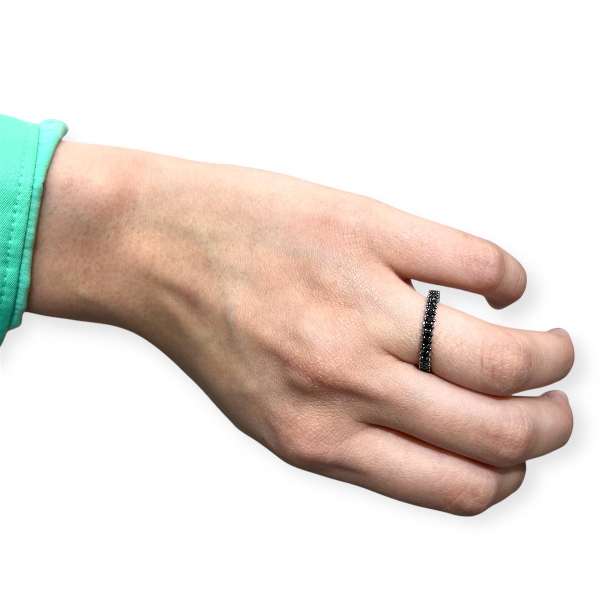 Silver 925 thin Harmony Ring – Black & Silver Duo