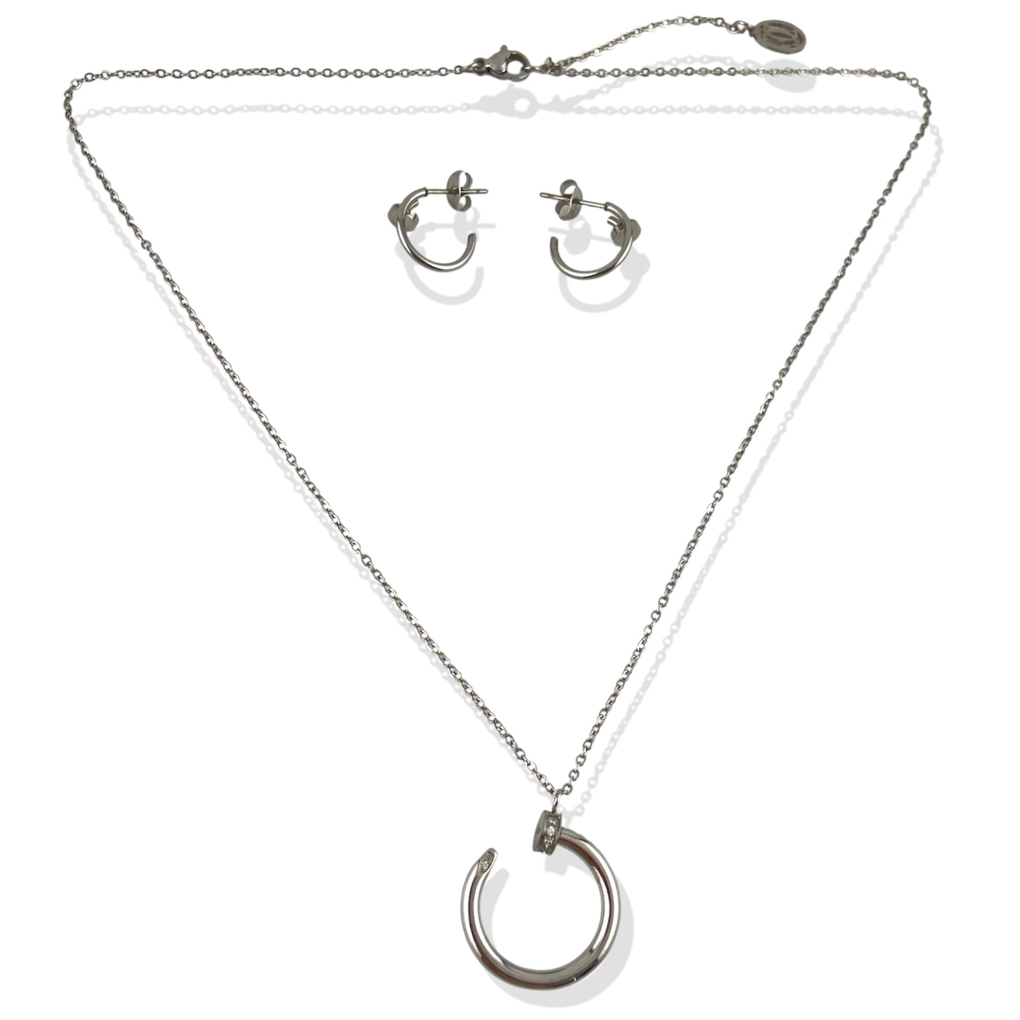 pin and clue cartier Halo Harmony Set – Silver Necklace & Hoop Earrings