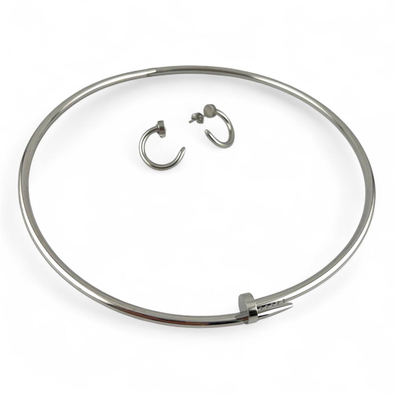 pin and clue cartier Nail Grace Set – Silver Bangle & Hoop Earrings