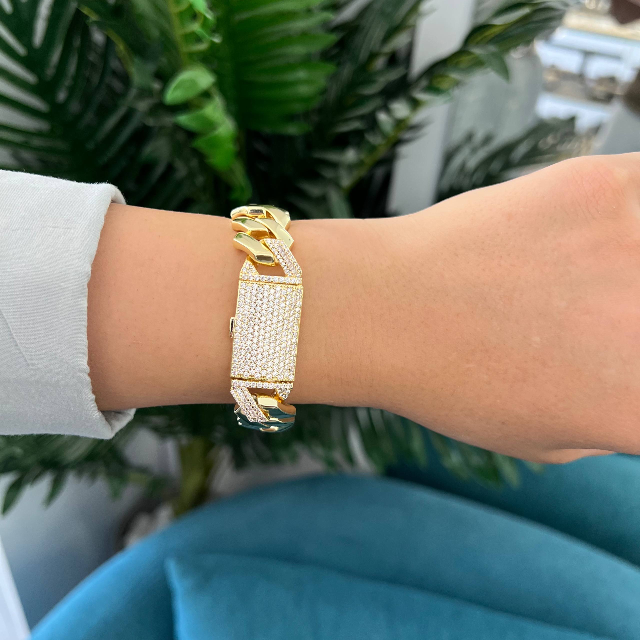 💎 Bold Cuban Link Bracelet – Diamond Shine Edition 💎