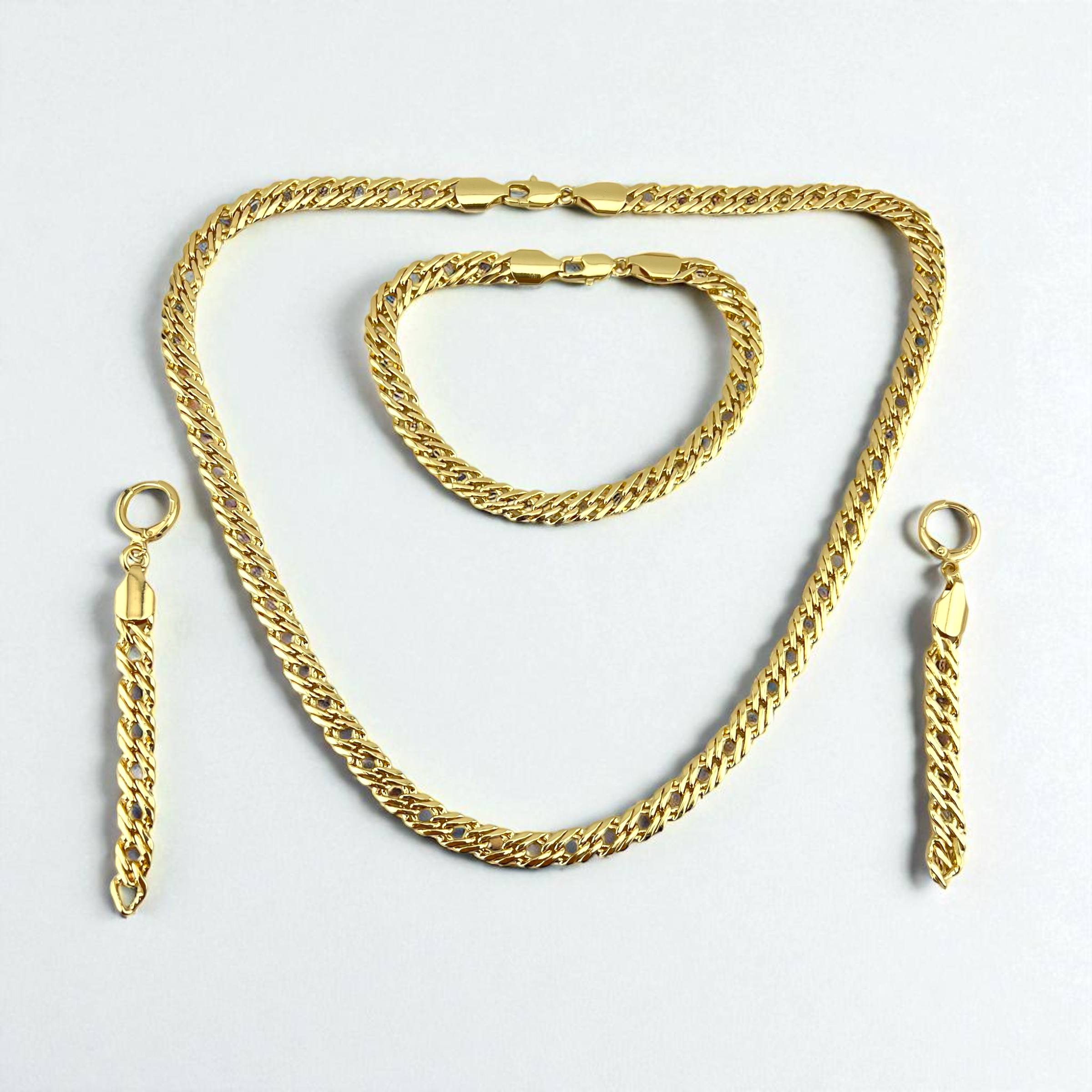 Classic Gold Rope Chain Jewelry Set – Necklace, Bracelet & Earrings