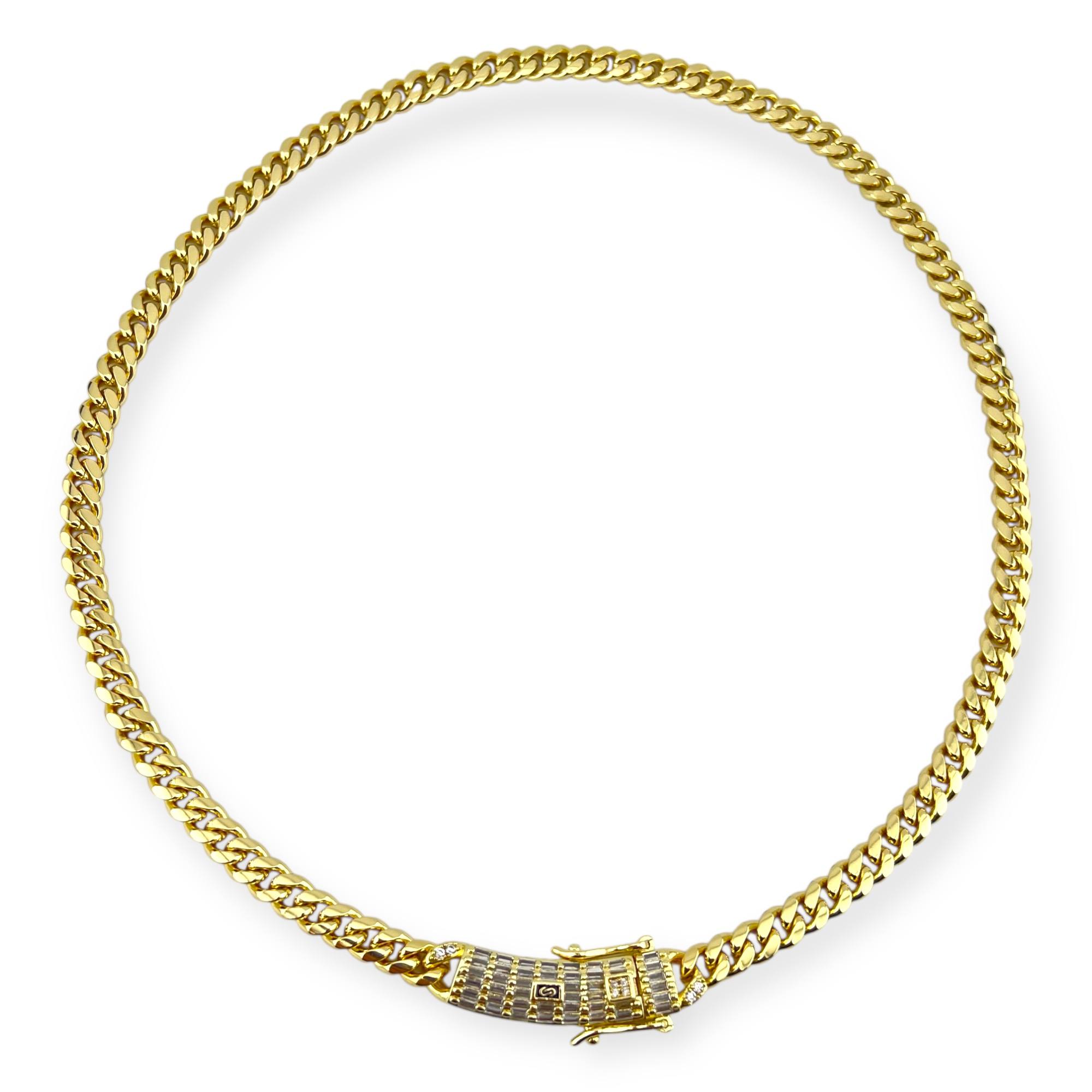 thin Monaco “Royal Cuban” Gold Necklace