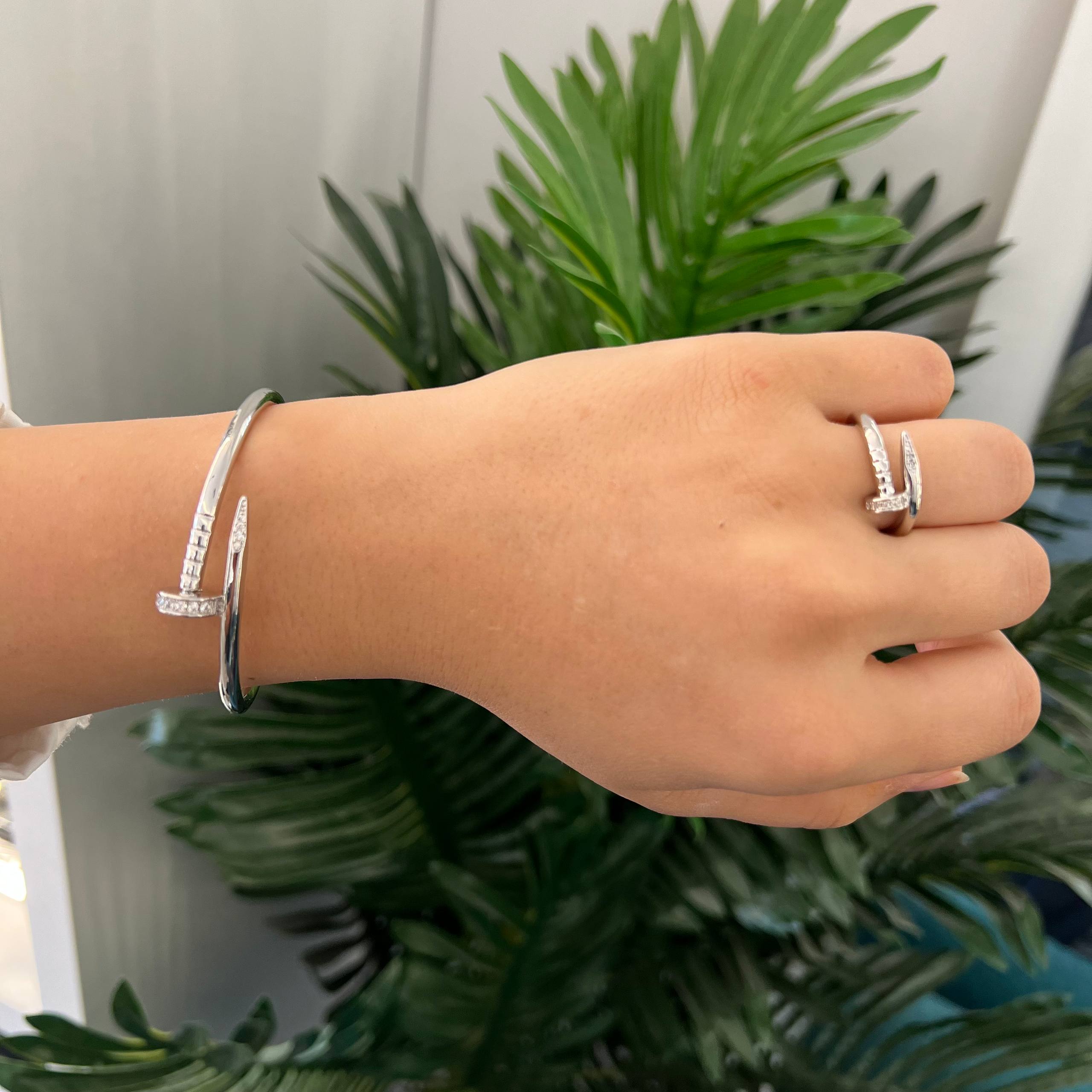 💎 pin and clue Nail bangle Set – Silver and Gold Bangle & Ring