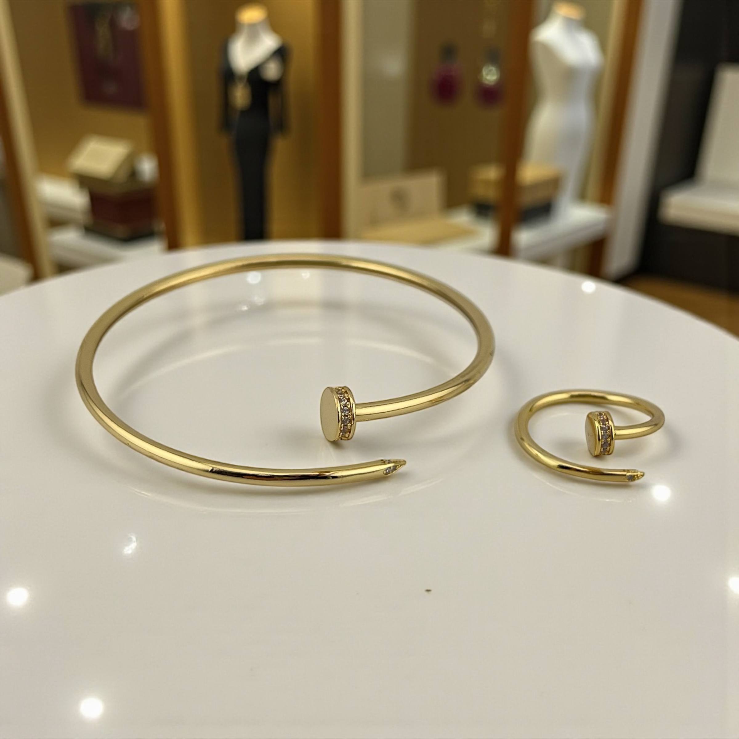 Thin pin and clue bangle and ring – Sleek Gold Edition