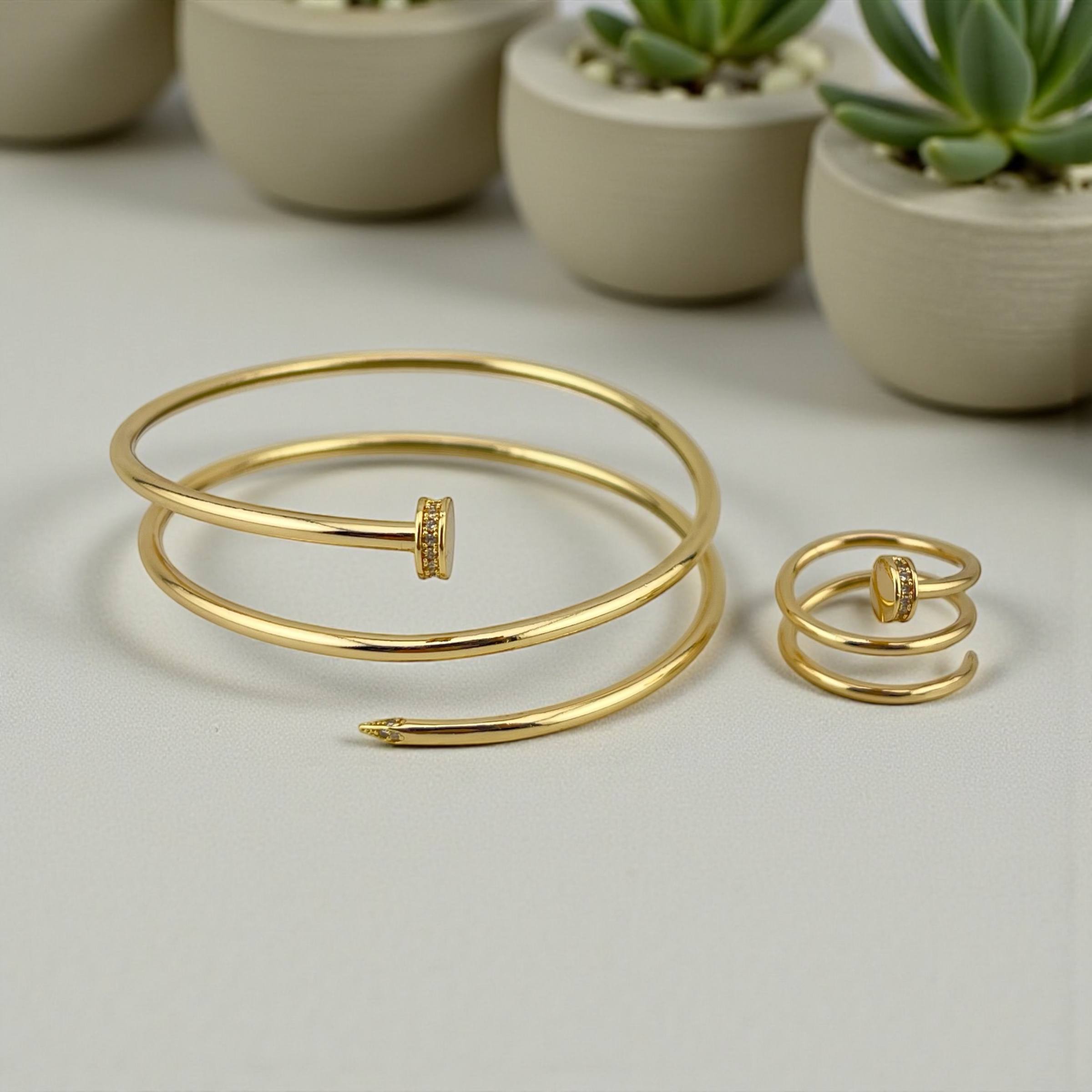 Pin and clue Spiral Bangle and Ring Gold Wrap Edition