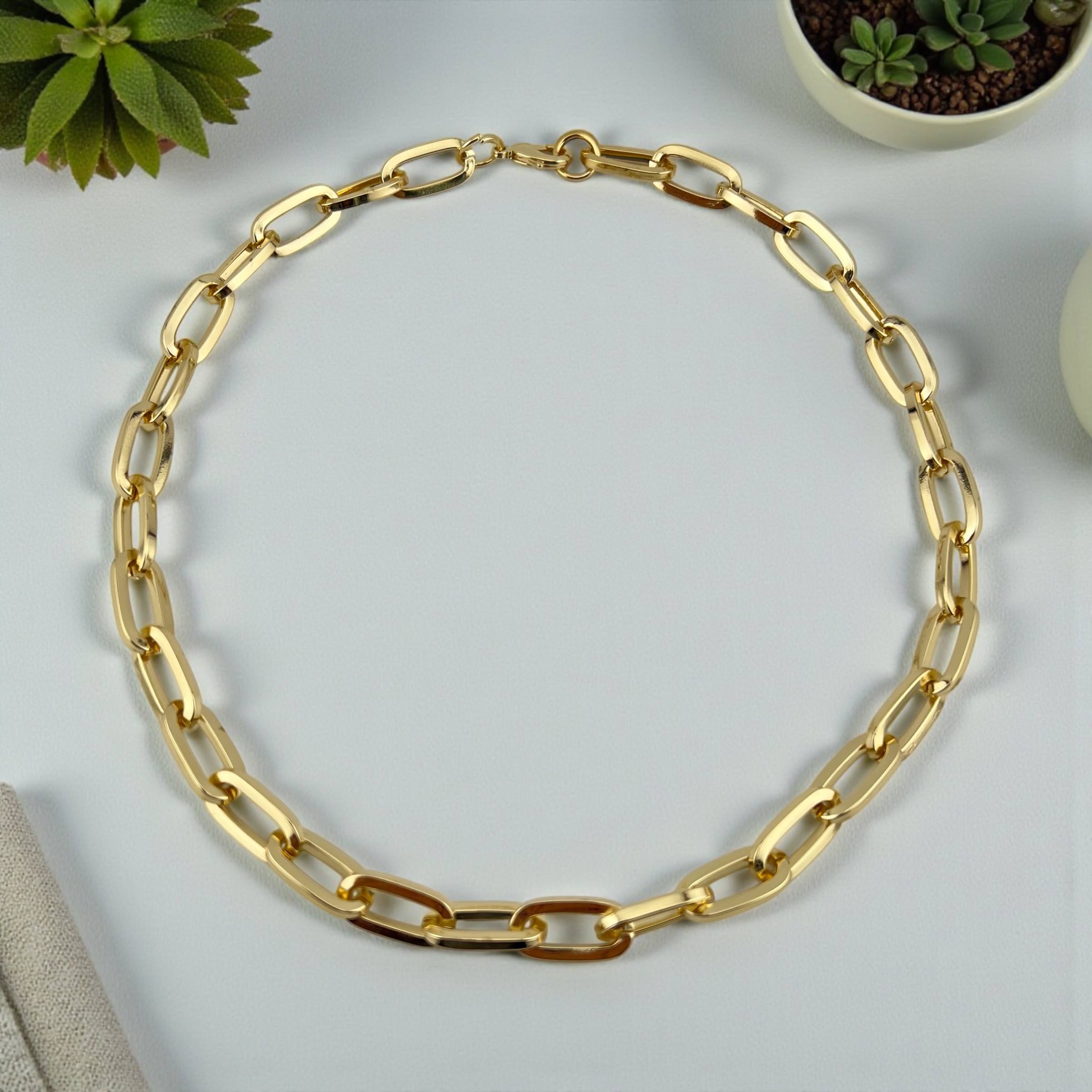 Thick blank Oval Link Gold Necklace ✨