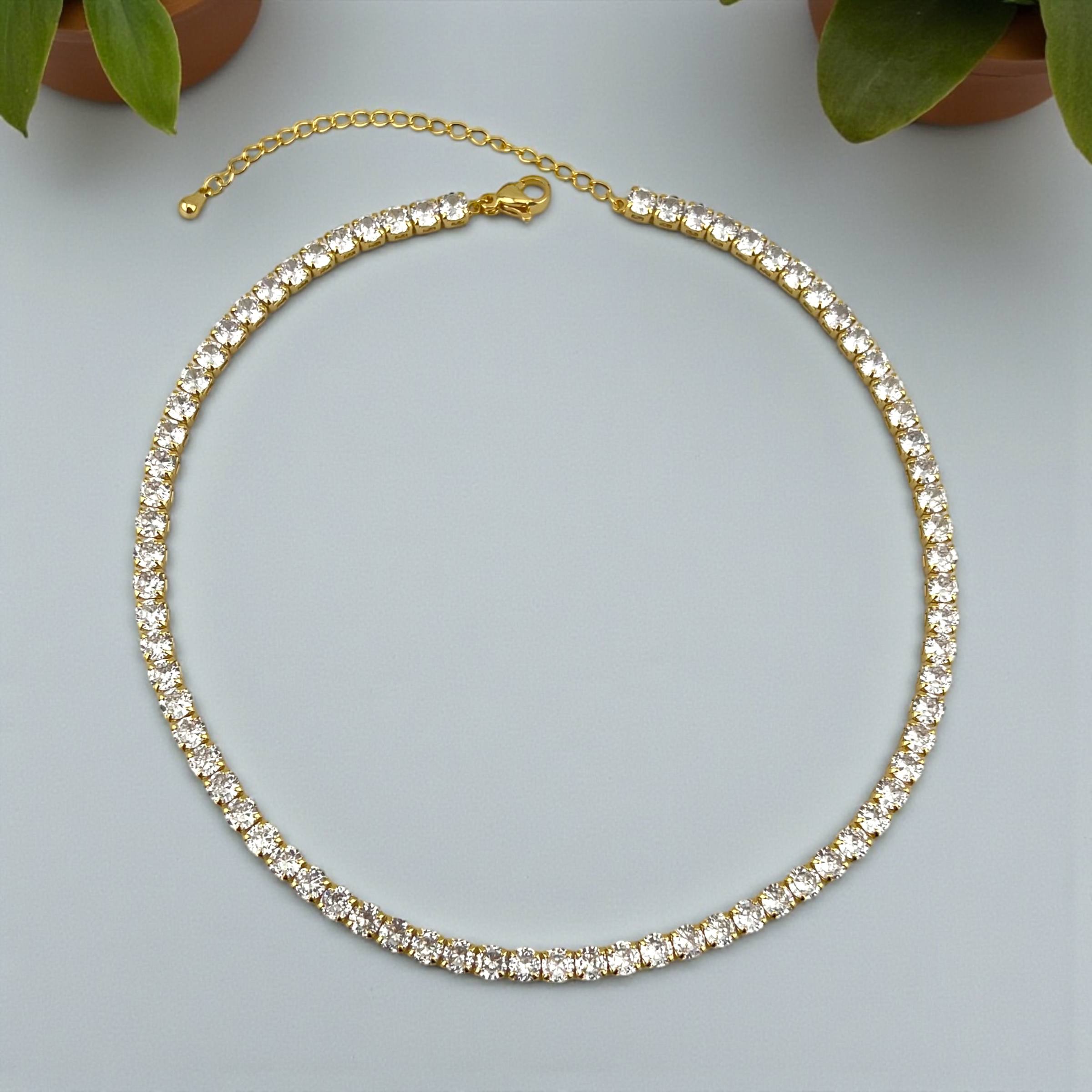 Golden color circular Tennis Necklace
