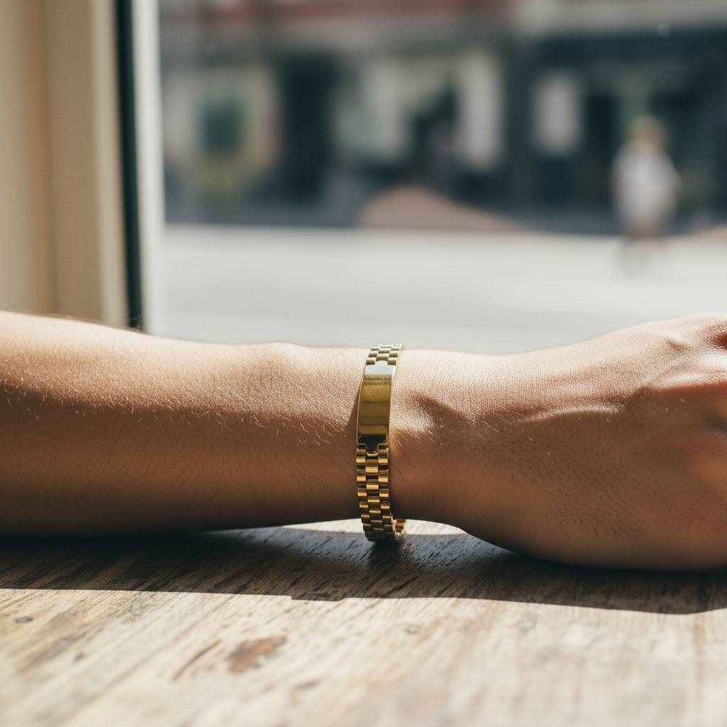 Thick Rolex golden strip bracelet