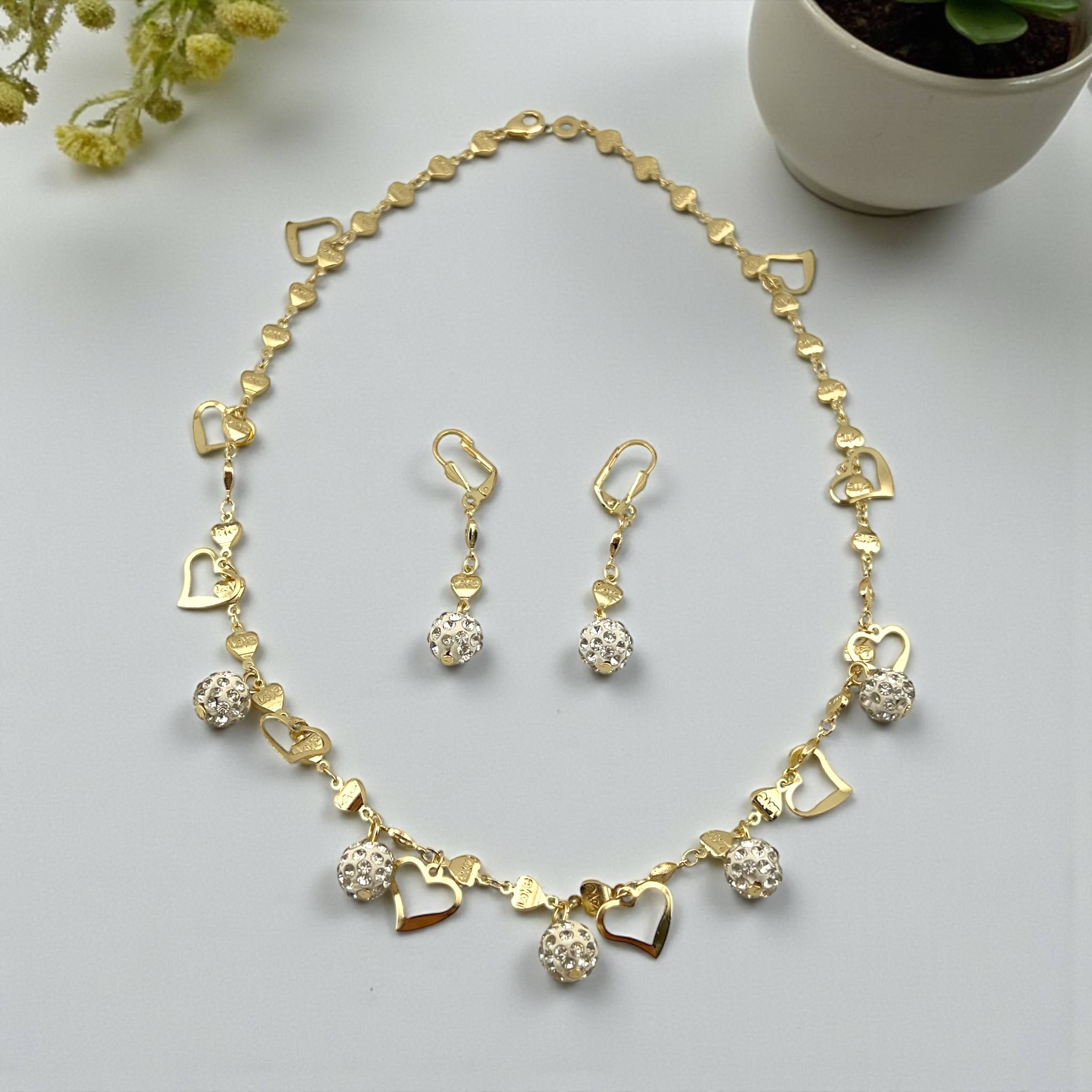 Sparkling Heart Ball Set – Necklace & Bracelet