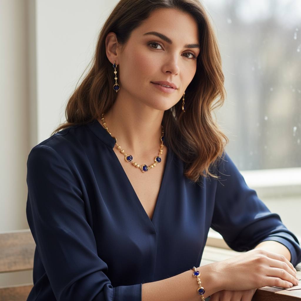 💙 Midnight Charm Set – Blue Enamel & Gold Details