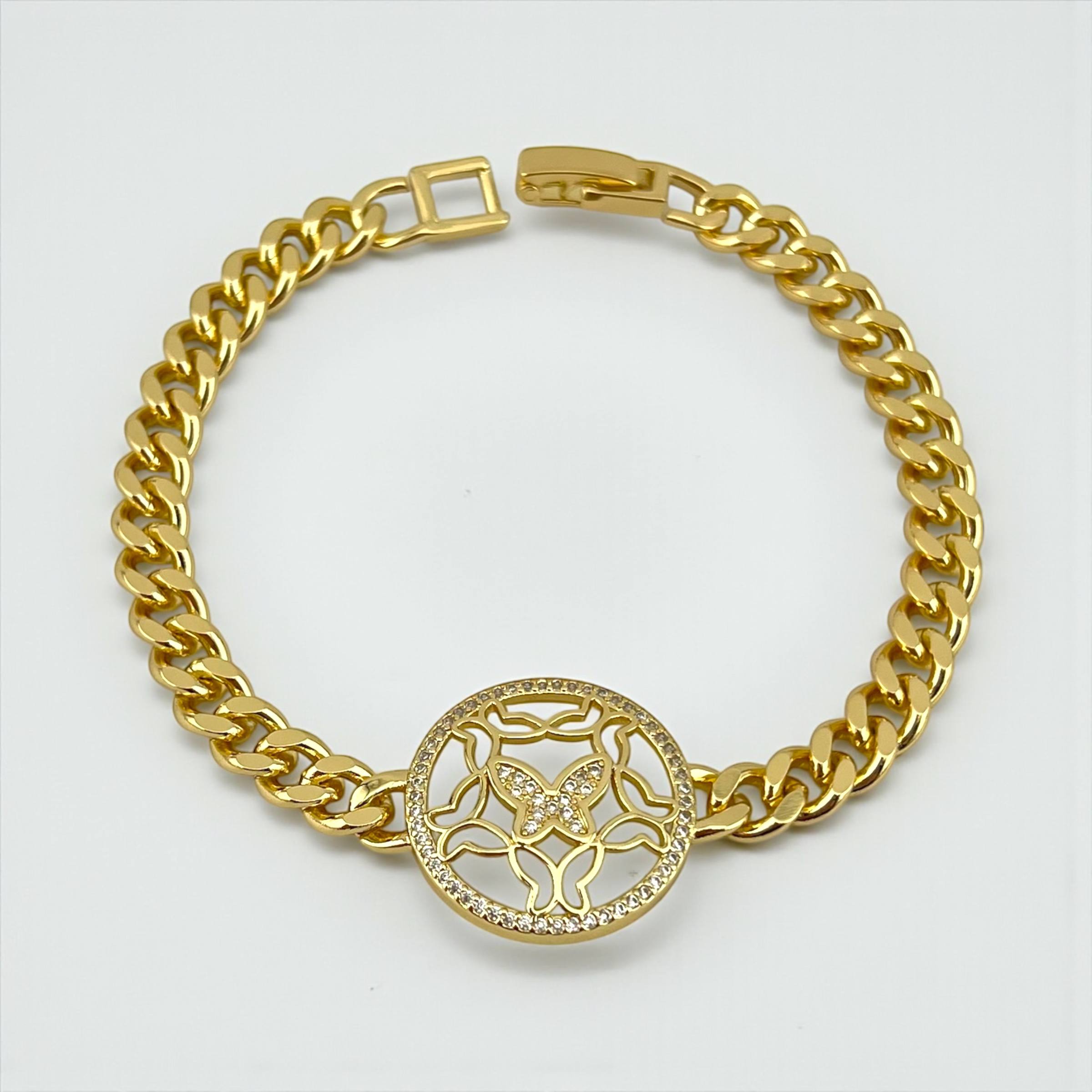 Golden multiple Butterfly Medallion Cuban Bracelet ✨