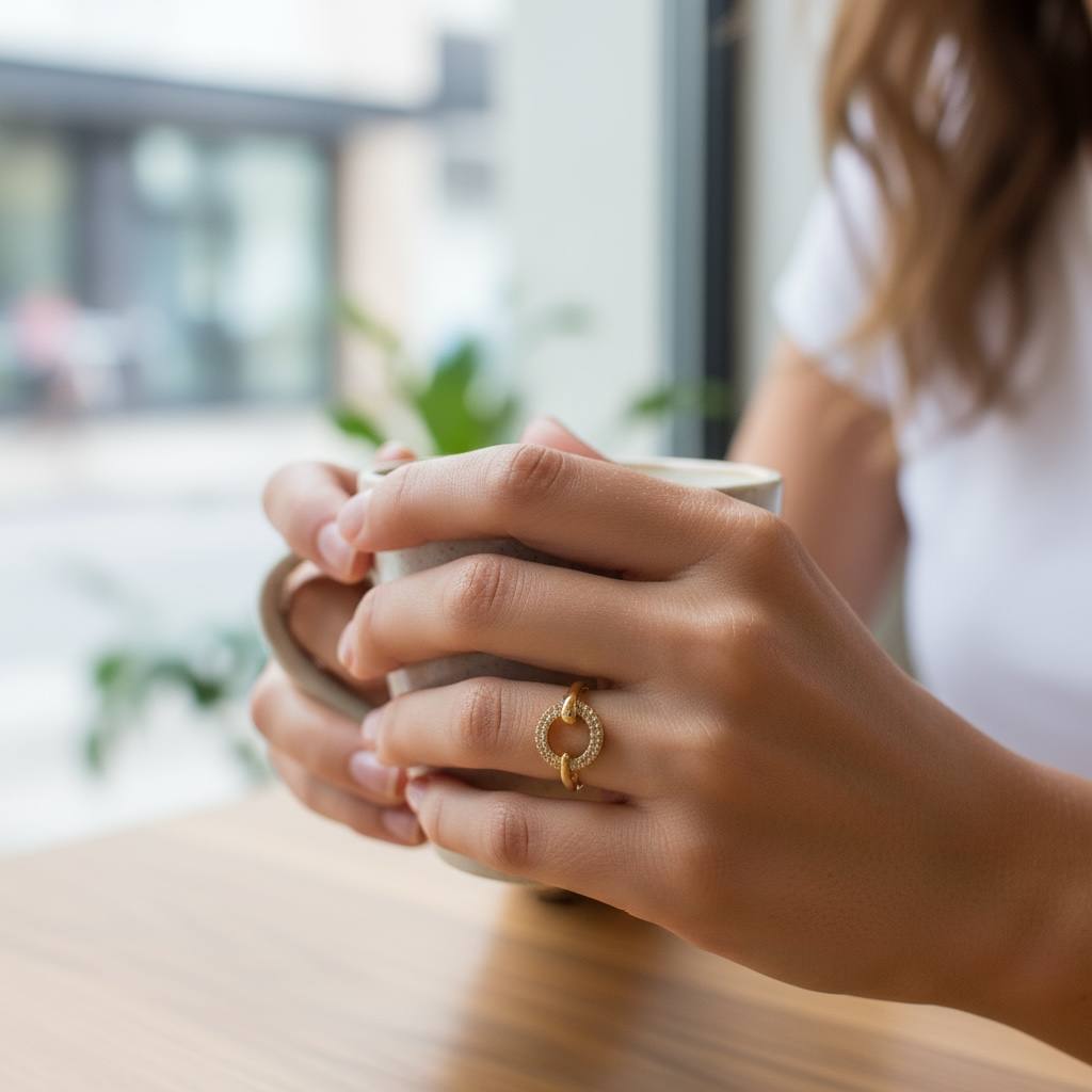 💛 Heart Link Gold Ring