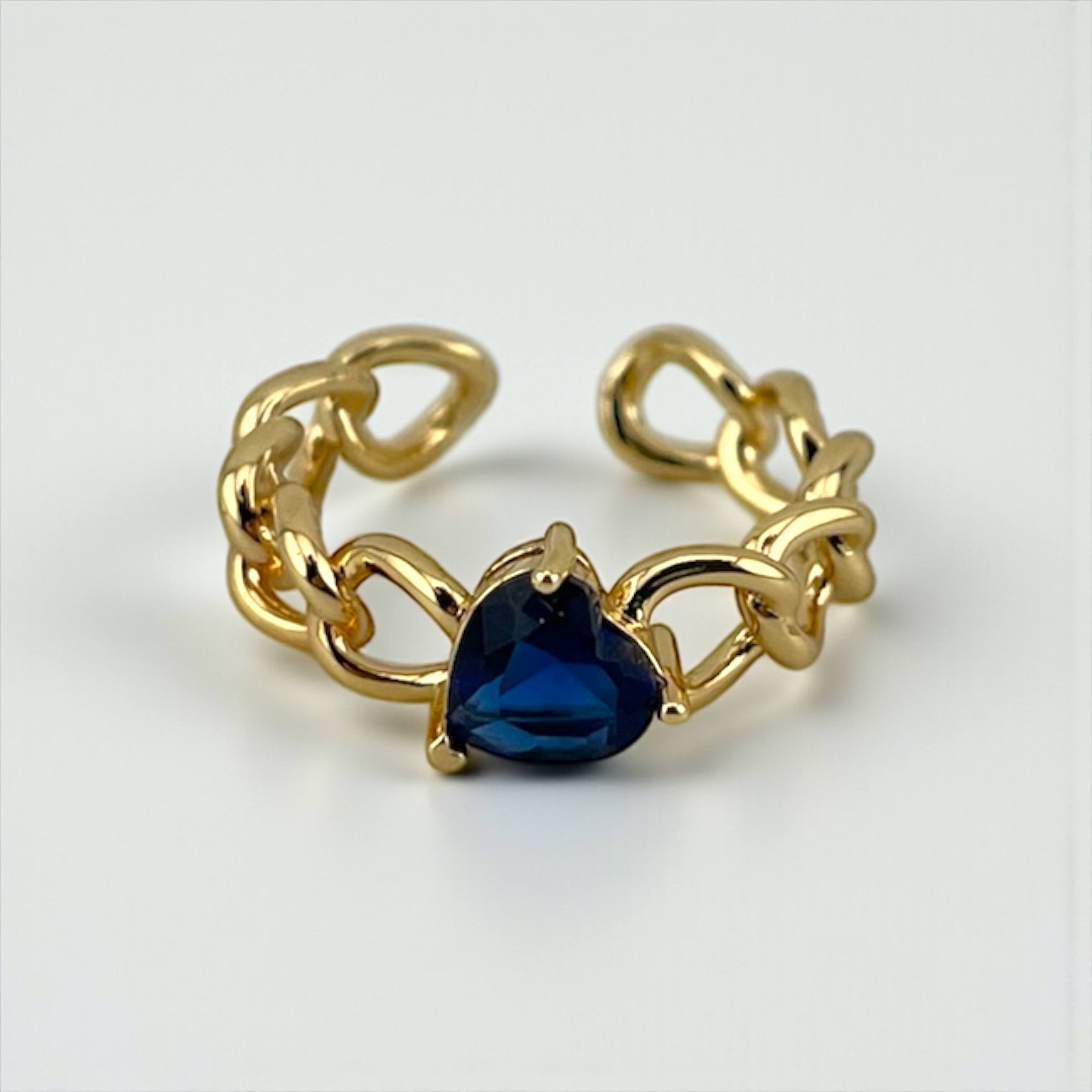 Heart Chain Adjustable Ring – 18K Gold-Plated (Two Colors)