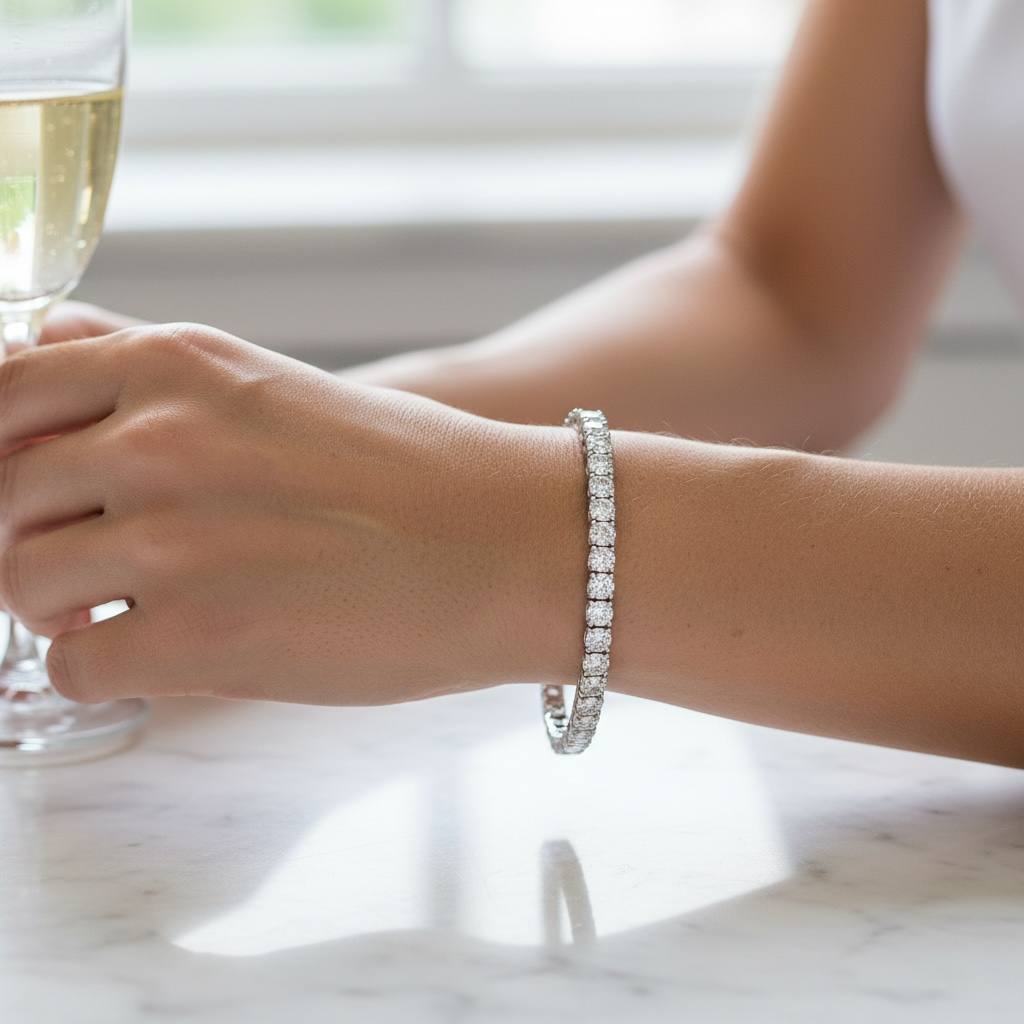 stainless steel Cubic Zirconia silver color Tennis Bracelet (4mm )