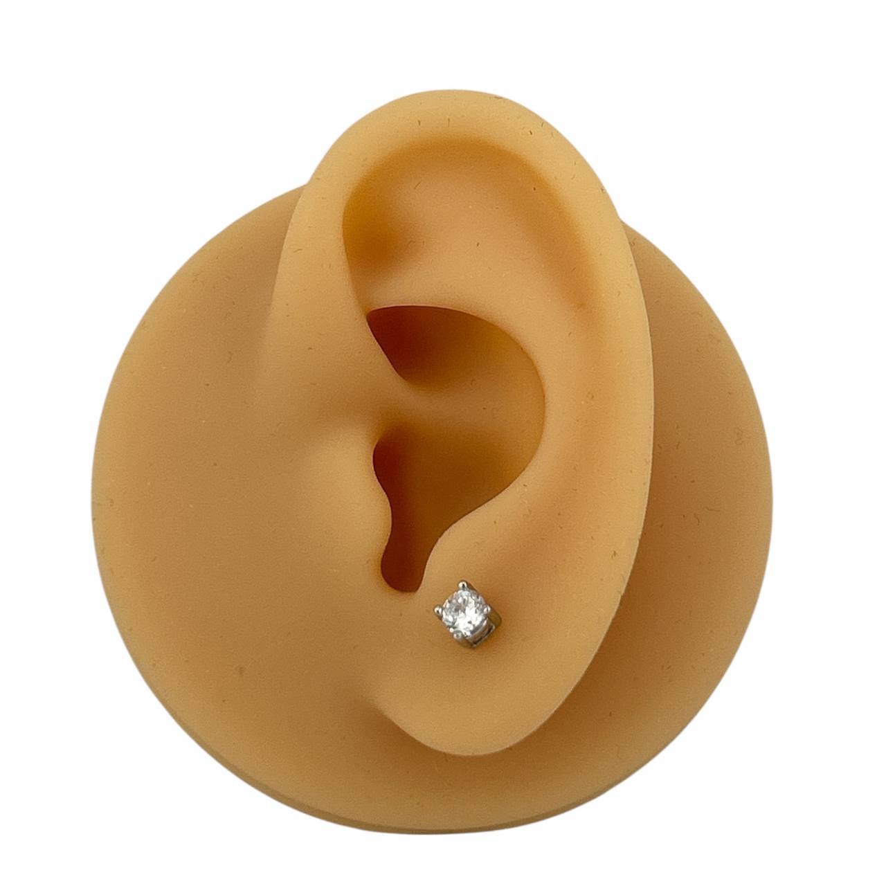 silver round-Cut Stud Earrings – Round Stone Design