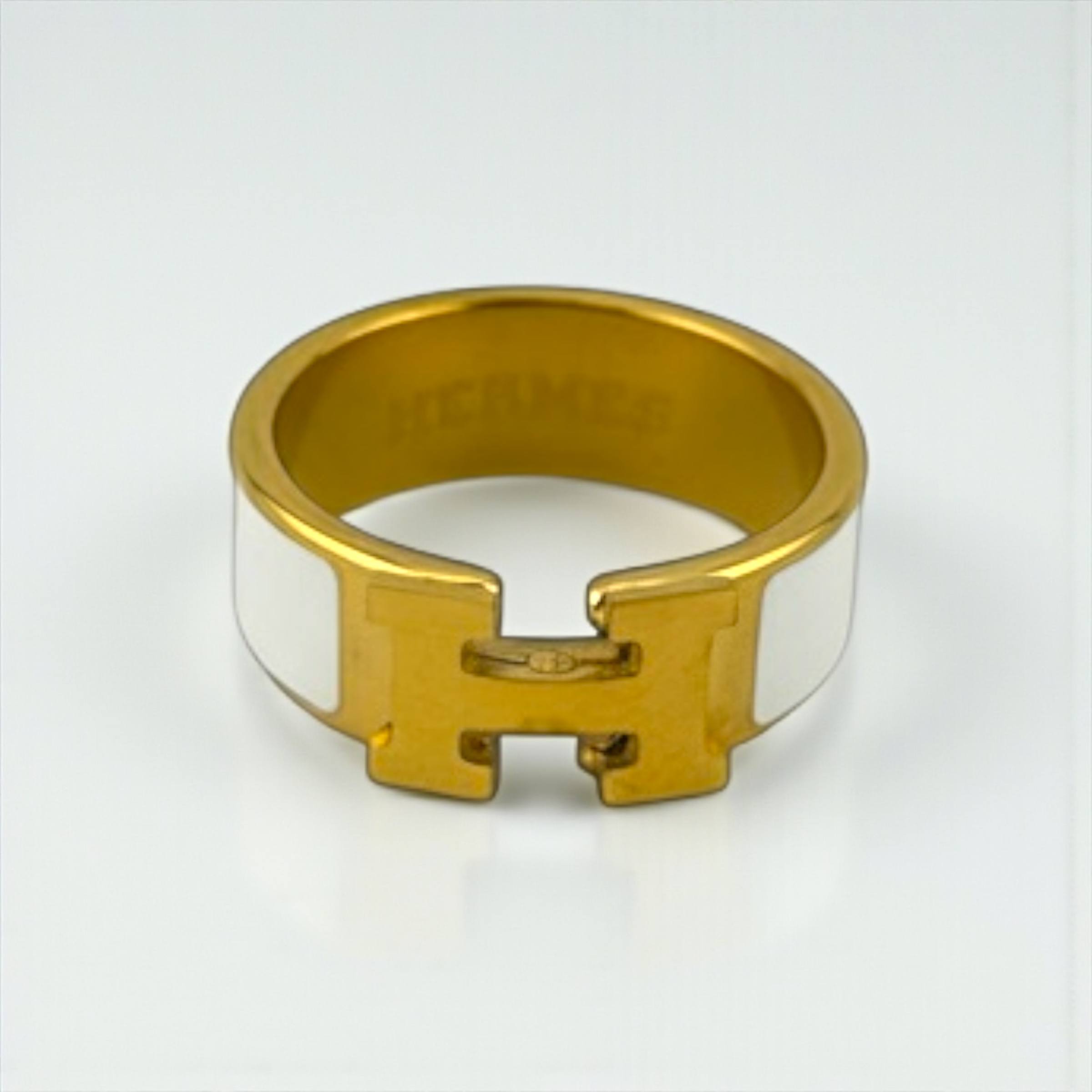 Hermes Enamel H-Emblem Ring – 18K Gold-Plated